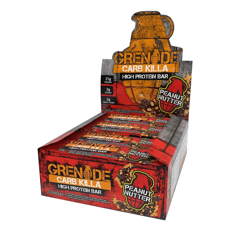 Grenade Carb Killa High Protein and Low Sugar Candy Bar, 12 x 60 g - Peanut Nutter