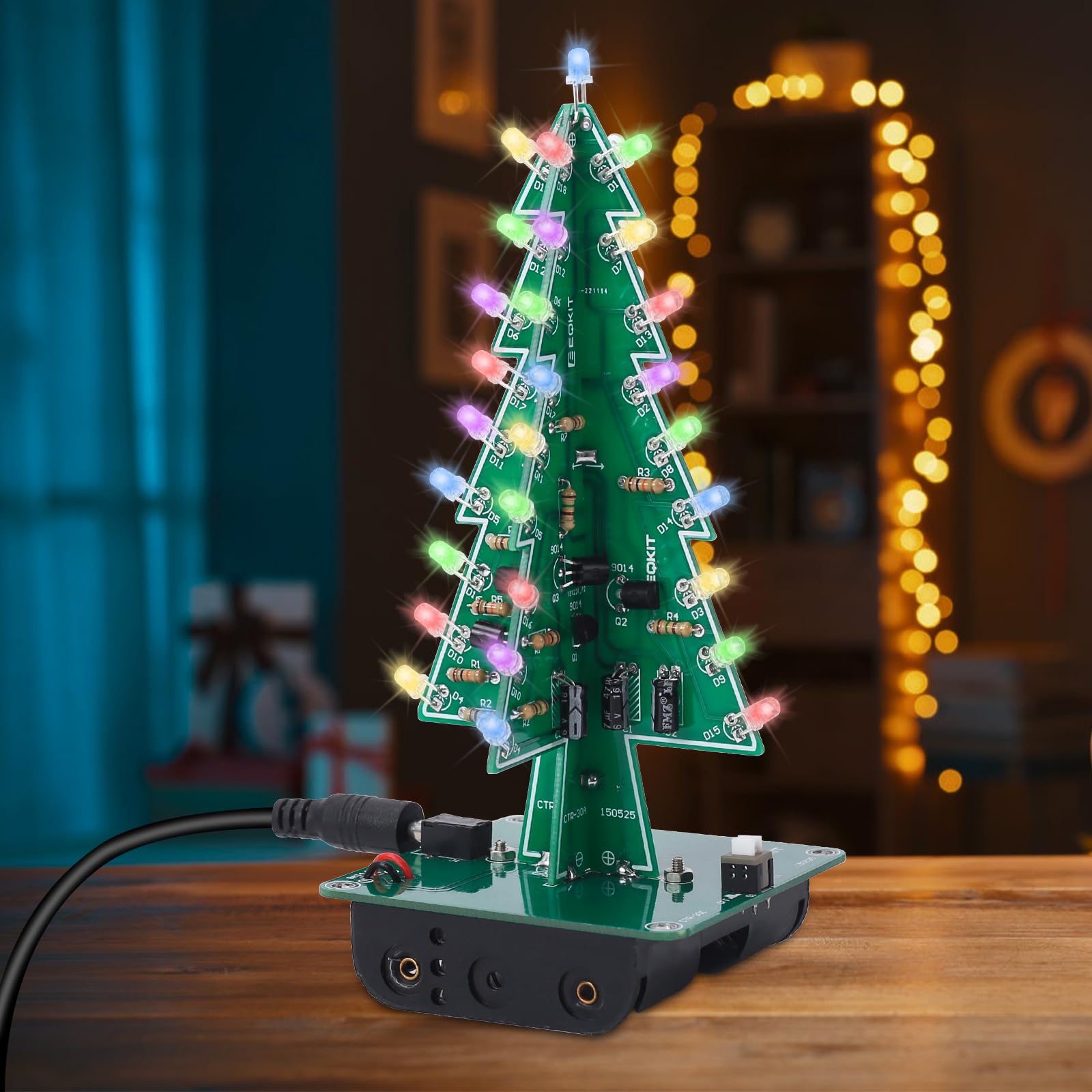 IS Christmas Tree Soldering Project, Icstation 3D Xmas Tree Soldering Kit with LED Flashing Lights Soldering Practice 7 Colors DIY Electronic Assemble Kit for Learning Teaching STEM Educational