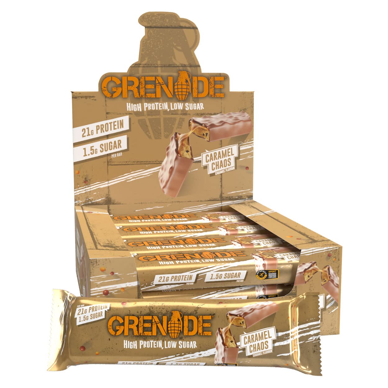 Grenade Carb Killa High Protein and Low Carb Bar - 12 Bars (Caramel Chaos)