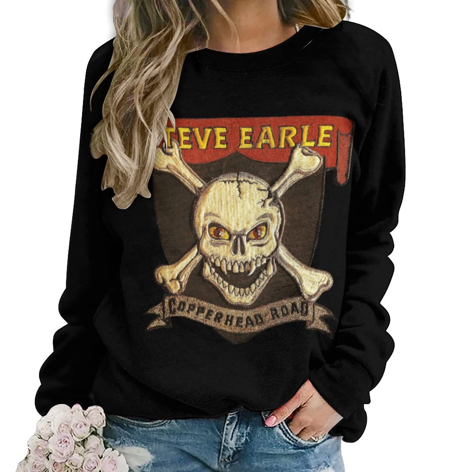 Steve Earle Sweatshirt For Women Crew Neck Soft Fashion Long Sleeve Fall Winter Pullover Tops