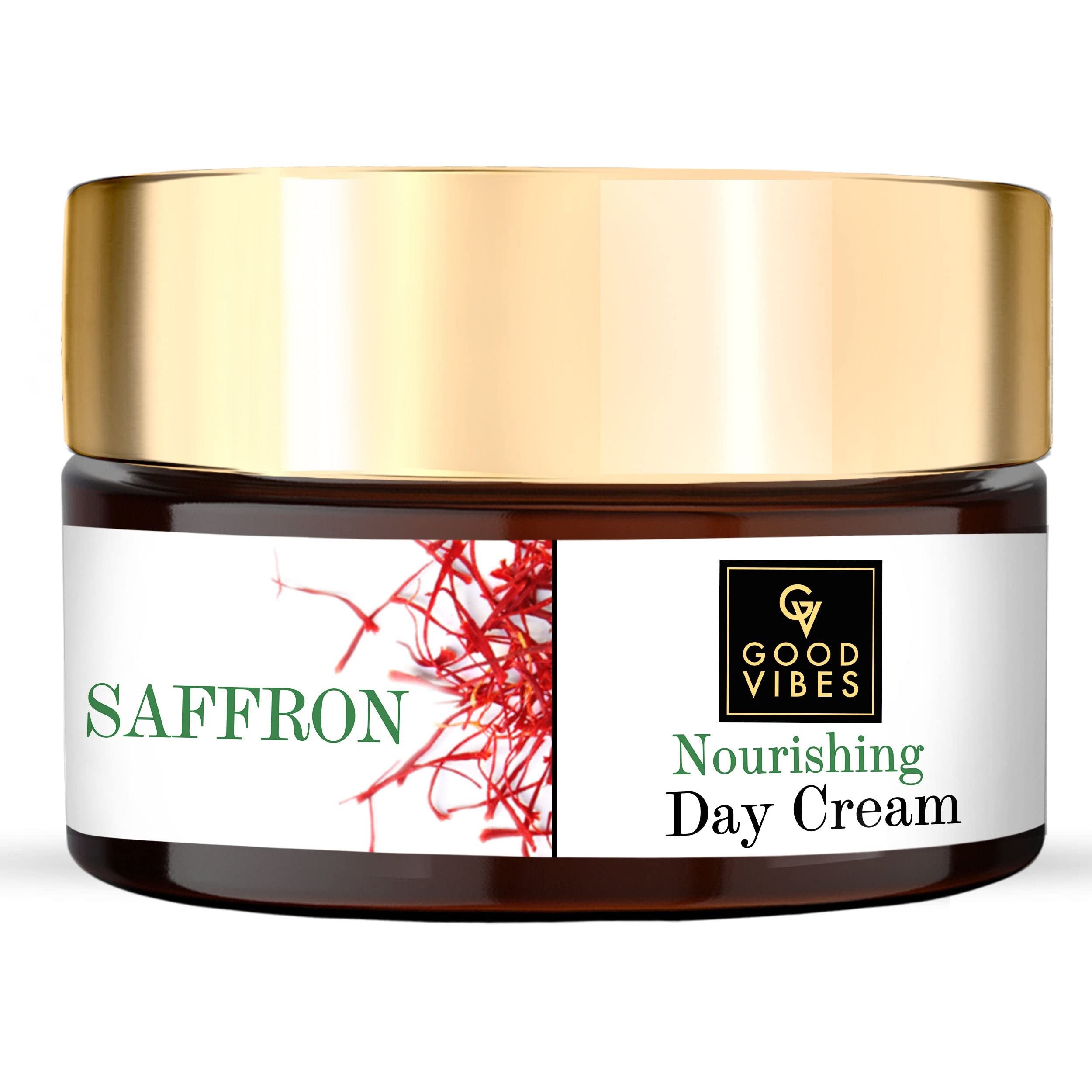 Good Vibes Saffron Nourishing Day Cream | Hydrating, Glow | With Coffee | No Parabens, No Sulphates, No Mineral Oil, No Animal Testing (50 g)