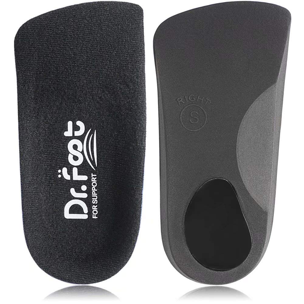 Dr. Foot's 3/4 Length Orthotic Inserts, Self-Adhesive Half Shoe Insoles for Flat Feet, Plantar Fasciitis, Fallen Arches, Over-Pronation, Heel Spurs (Medium)