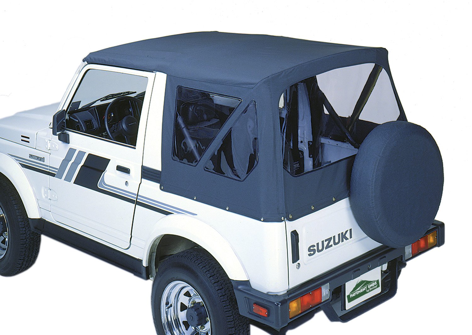 Pavement Ends by Bestop 51133-15 Black Denim Replay Replacement Soft Top Clear Windows; No door skins included for 1987-1995 Suzuki Samurai