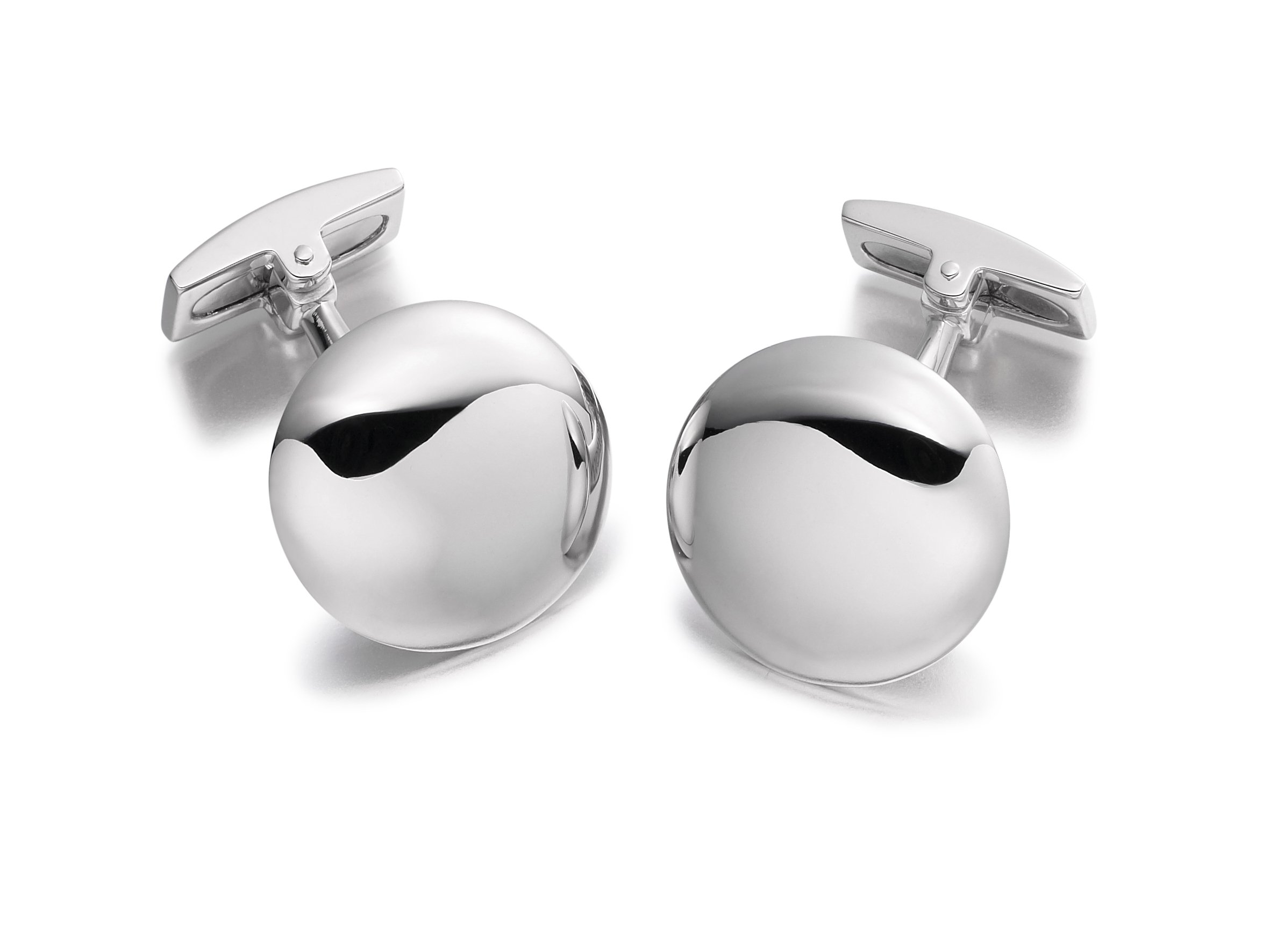 Men's Sterling Silver Plain Domed Cufflinks