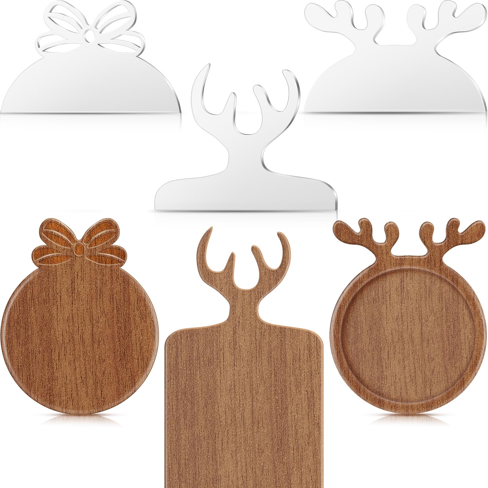 Maitys 3 Pcs Christmas Elk Router Templates for Woodworking Acrylic Cutting Board Handle Router Template Large Charcuterie Board Clear Router Stencils Angled Curvy Tracing Guide Tools for Kitchen