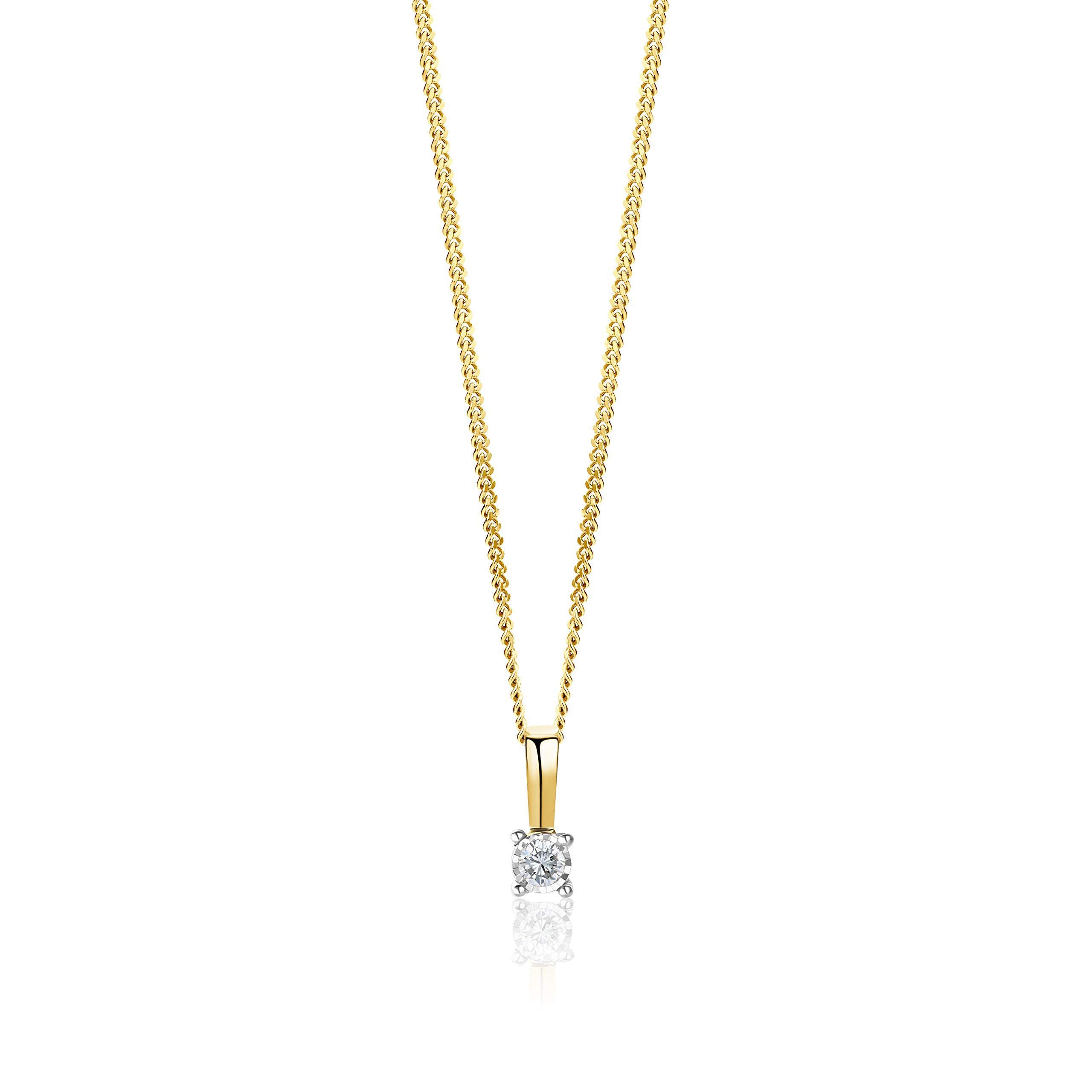 OroviWomen's Necklace Two-Tone Yellow Gold and White Gold with Diamond Pendant 0.03 Carat 9 ct / 375 Gold