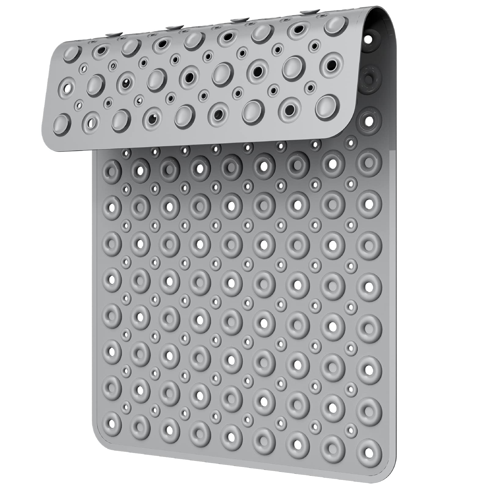 XIYUNTEShower Mat Non Slip Anti Mould - 70x40cm PVC Bathtub Mat Non Slip Shower Mats for Inside Shower, Comfort Anti Slip Bath Mat with Powerful Suction Cups and Drain Holes, Easy to Clean, Grey