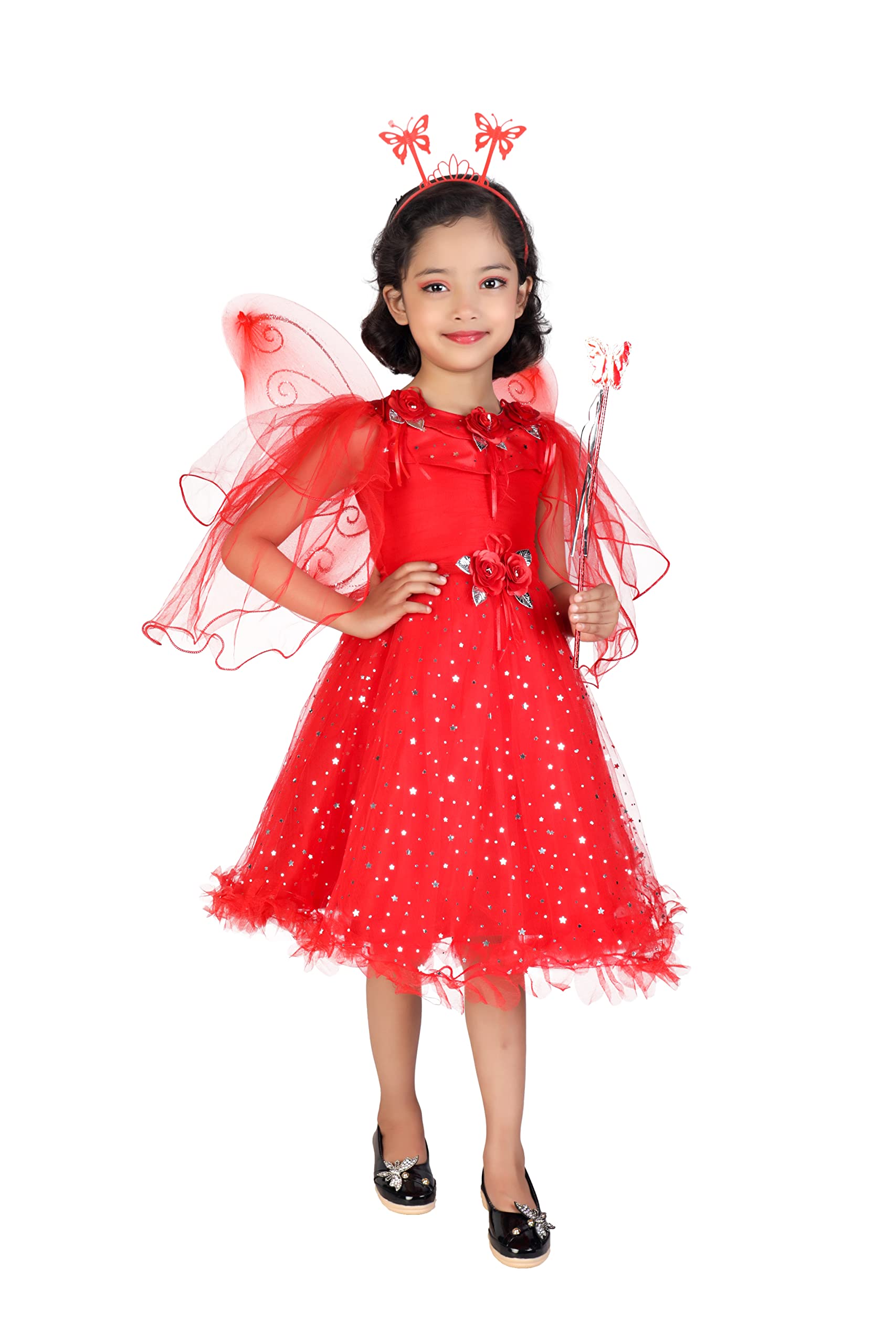 AHHAAAA Kids Cotton A-Line Maxi Dress/Angel Pari Dress/Christmas Gown 173