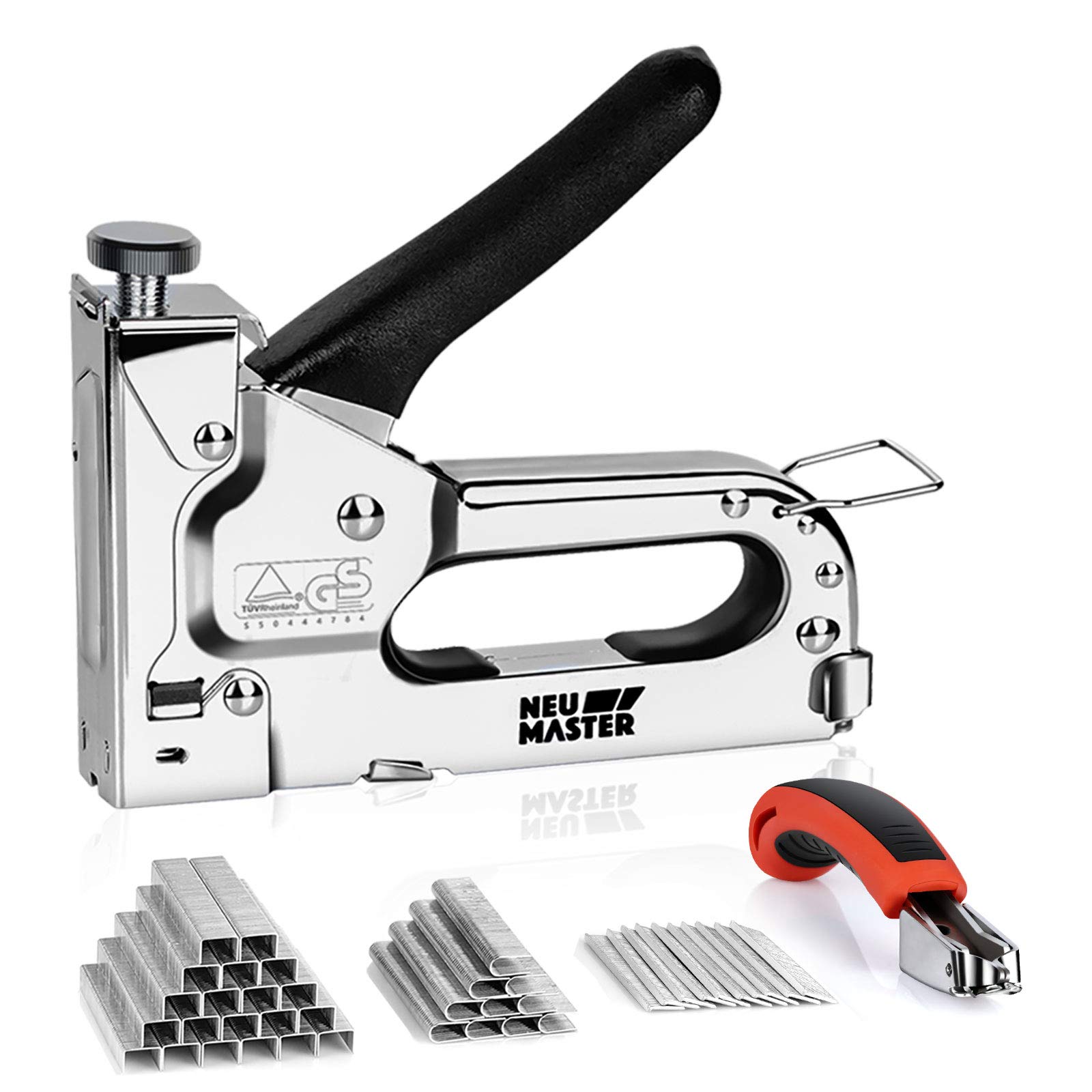 NEU MASTER3 in 1 Staple Gun, Manual, Heavy Duty with Stapler Remover and 2000Pcs Staples for Upholstery, Fixing Material, Decoration, Carpentry, Furniture