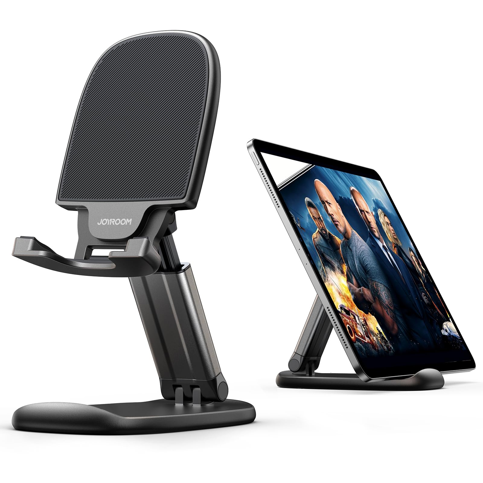 JOYROOM Foldable Phone Stand for Desk, Angle ＆ Height Adjustable Tablet Holder, [Thick Case Friendly] Cell Phone Stand, Compatible with iPhone 15 14 Pro Max Mini, 13 12 11 XR X, iPad