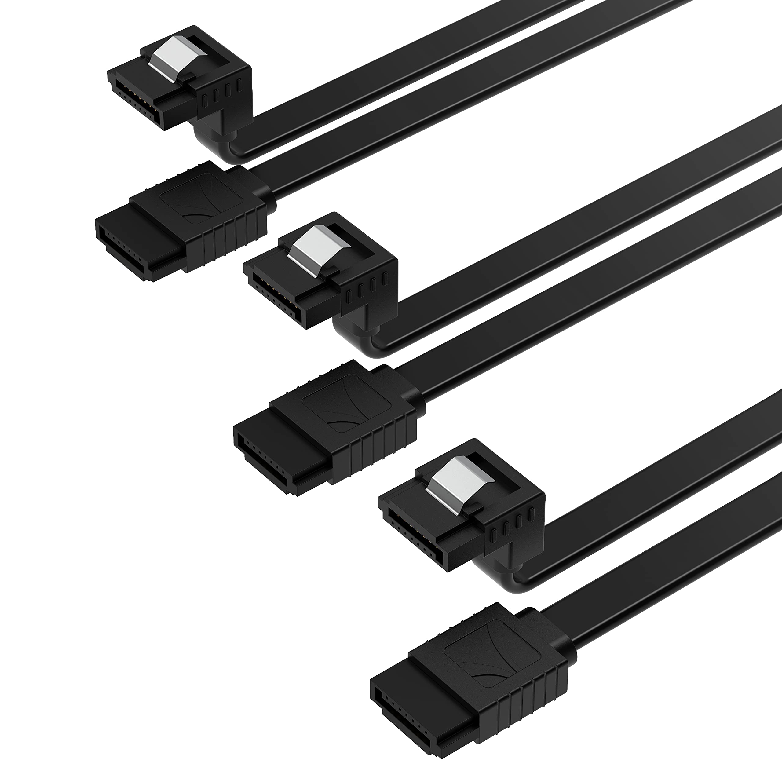 SABRENT SATA III (6 Gbit/s) Right Angle Data Cable with Locking Latch for HDD/SSD/CD and DVD Drives (3 Pack 20 Inch) in Black (CB-SRK3)