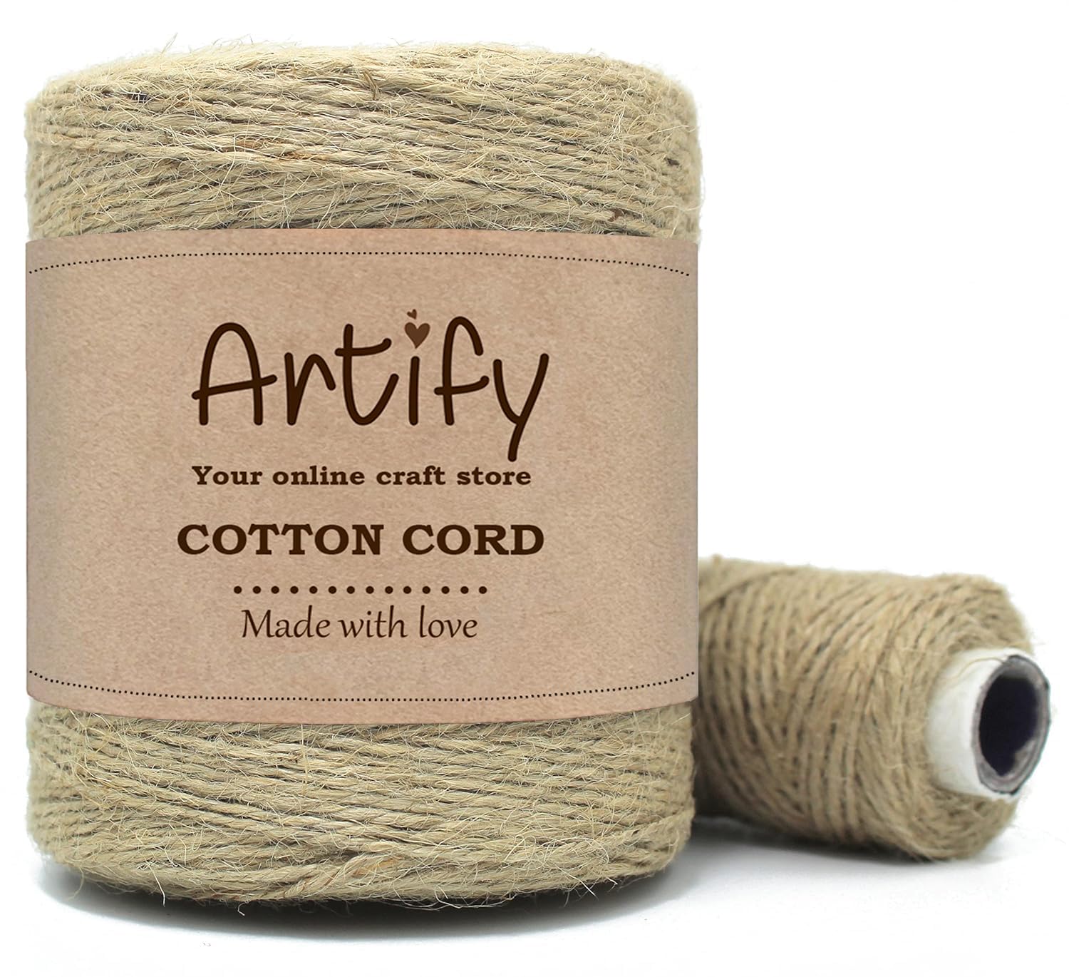 Artify | 2-Ply Twisted Natural Jute (1mm, 100meter) Rope | for Gift Wrapping Cords, Linen Twine Rustic String Cord Rope and Other DIY Projects