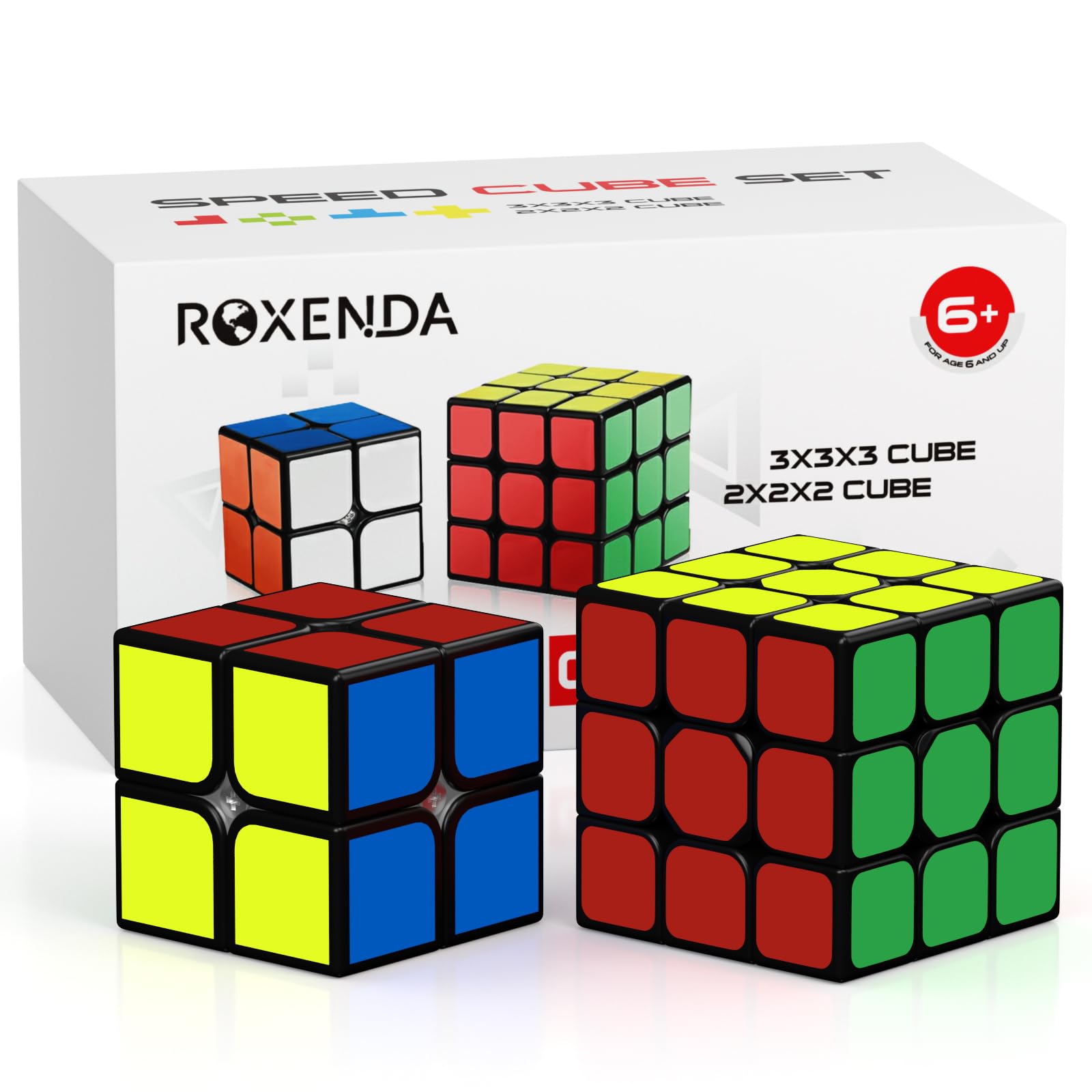 ROXENDA Speed Cube Set, Speed Cube 2X2 3X3 Original Speedcube with Instructions (Black)