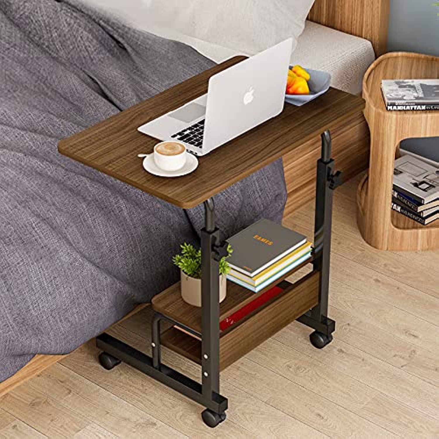 AnMoreH 80×40 Mobile Bedside Desk Table Office Portable Laptop Computer Table Adjustable Height Sofa Bed Desks