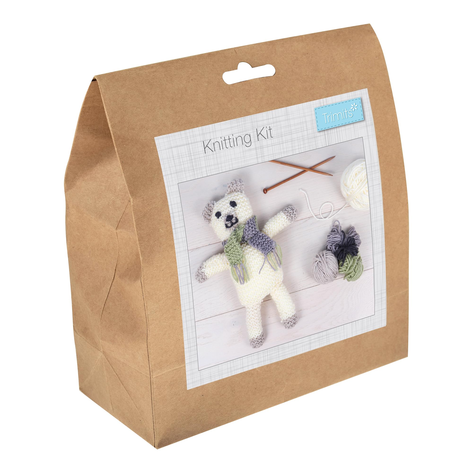 TrimitsBear Knitting Kit - Make Your Own Teddy Bear Toy - 35 x 28 x 7cm