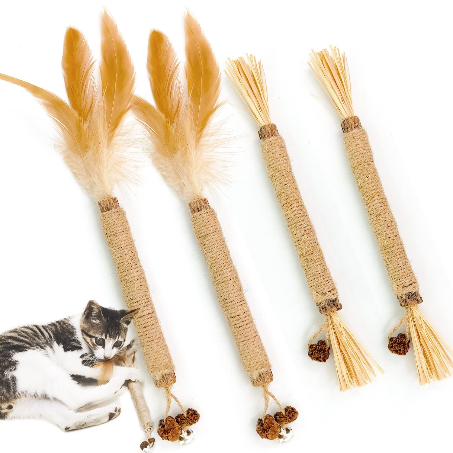 GenericSilvervine Sticks for Cats, Silvervine Chew Stick Cat Toys,Teeth Cleaning for Cute Indoor Kitten, Interactive Cat Toy for Relieve Cat Anxiety and Stress (4 pcs)