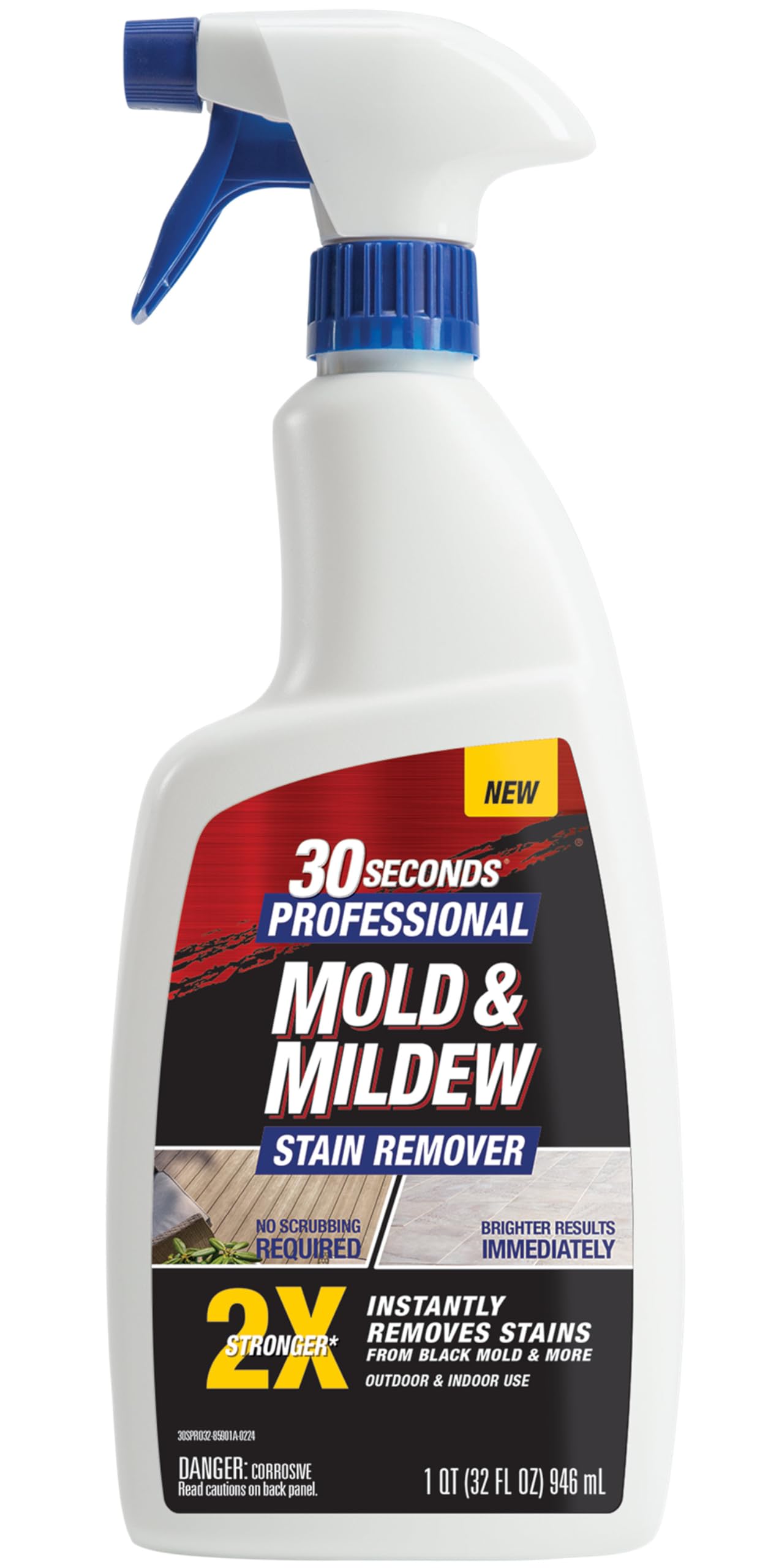 30 SECONDS Pro Mold and Mildew Stain Remover | Scrub Free | Brighter Results Instantly | Ready To Use | 32 Fl. Oz.