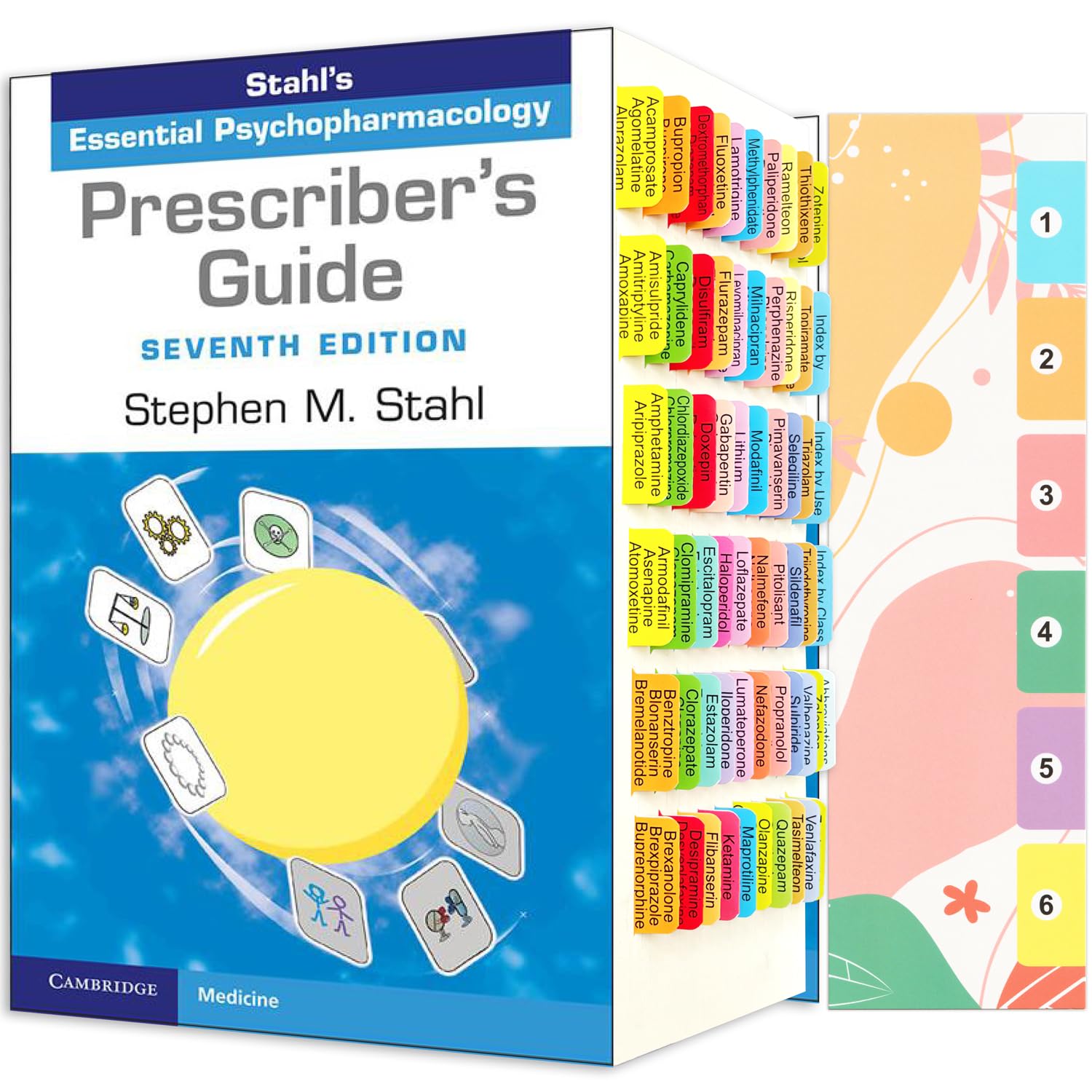 Book Tabs for for Prescriber's Guide: Stahl's Essential Psychopharmacology 7th Edition, Color-Coded Alphabetical Letter Tabs and Blank Tabs with Alignment Card Guide,Durable (Book not Included)