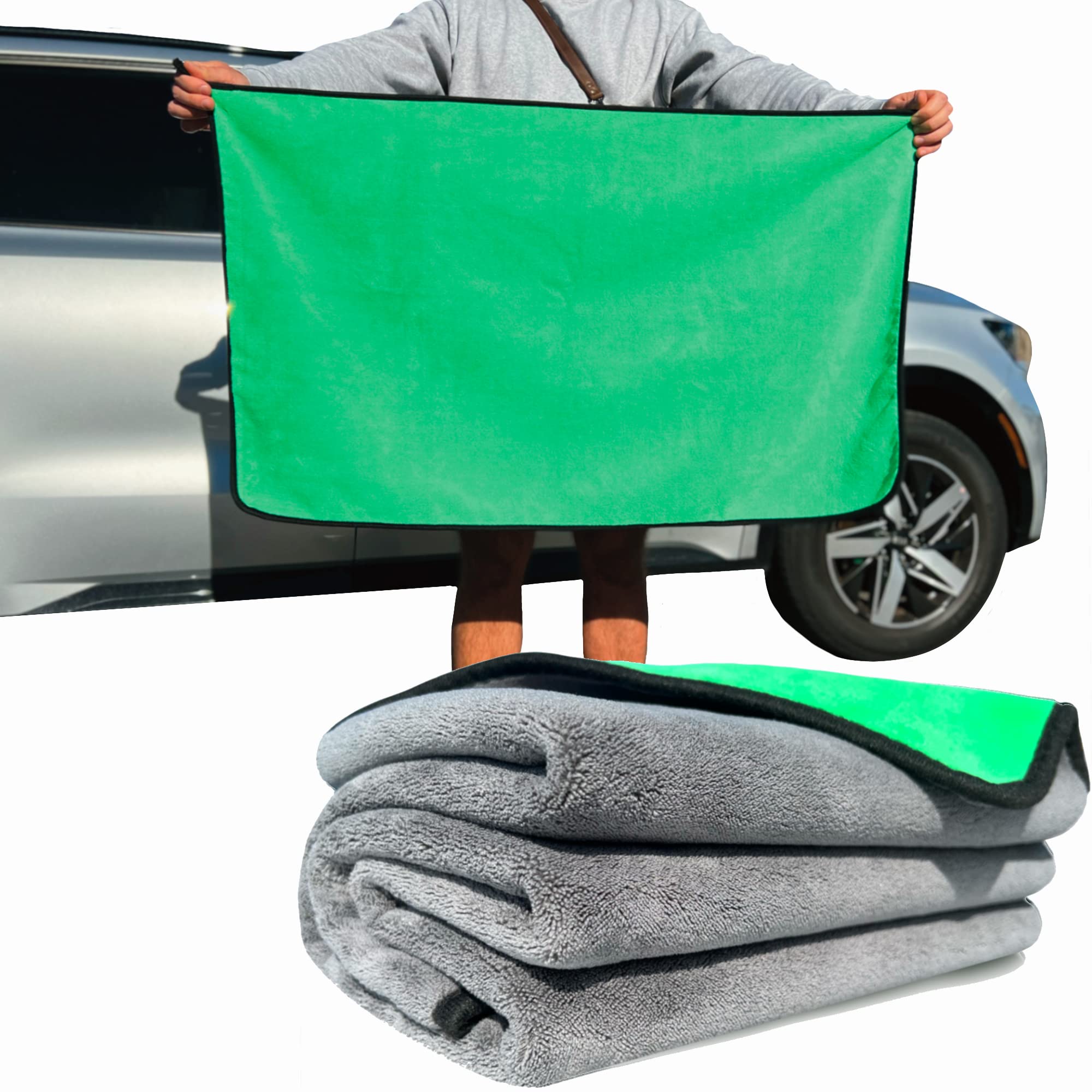 WEST BROS Microfiber Car Drying Towel Extra Large - Auto Drying Towel for Cars Trucks SUV - XL Professional Water Absorber Microfiber Drying Towel Car Thick Cleaning Cloth 40x24 800 GSM 1-Pack