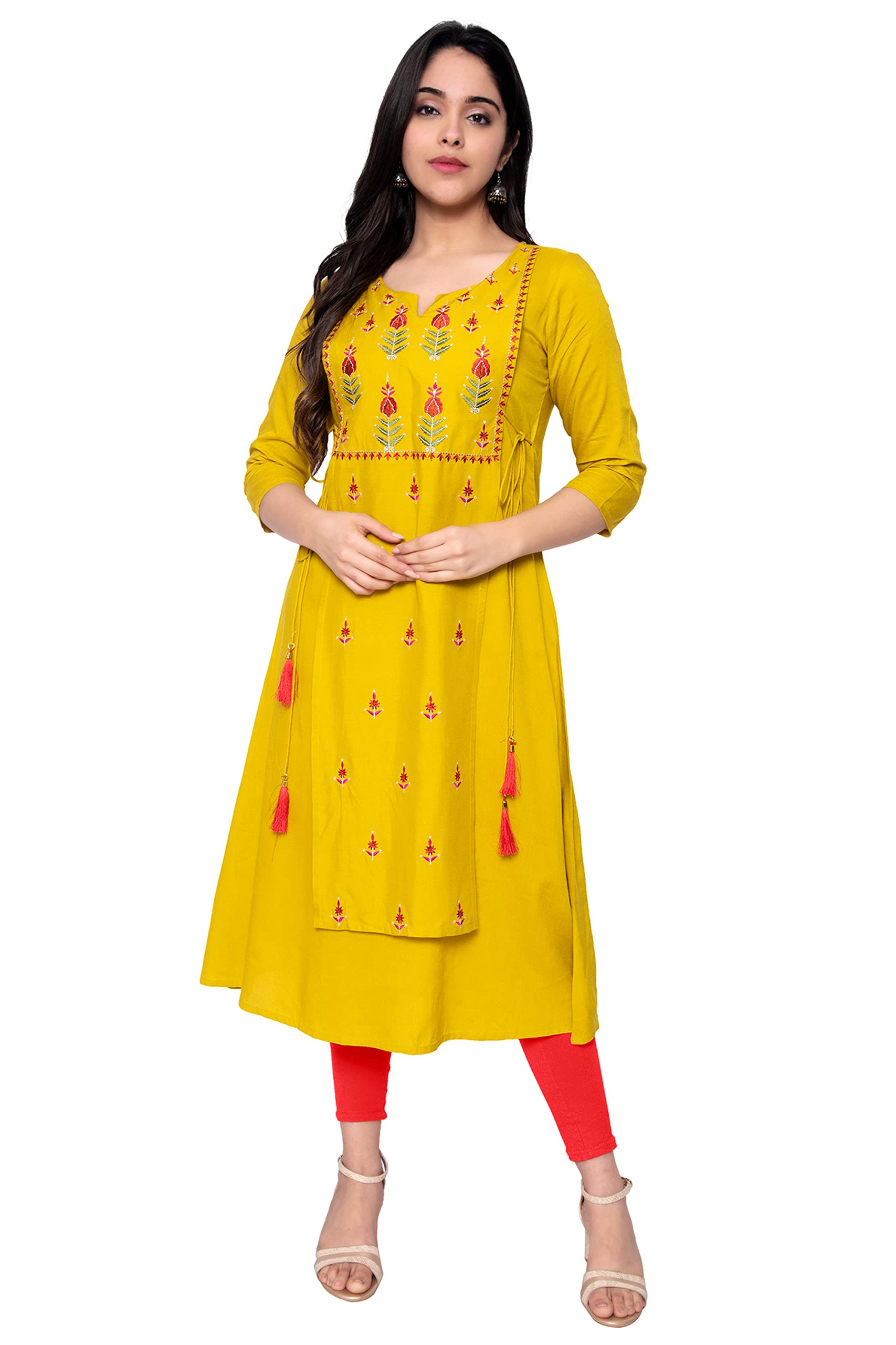 Janak Dulari Creation Rayon Embroidred A-Line Kurta