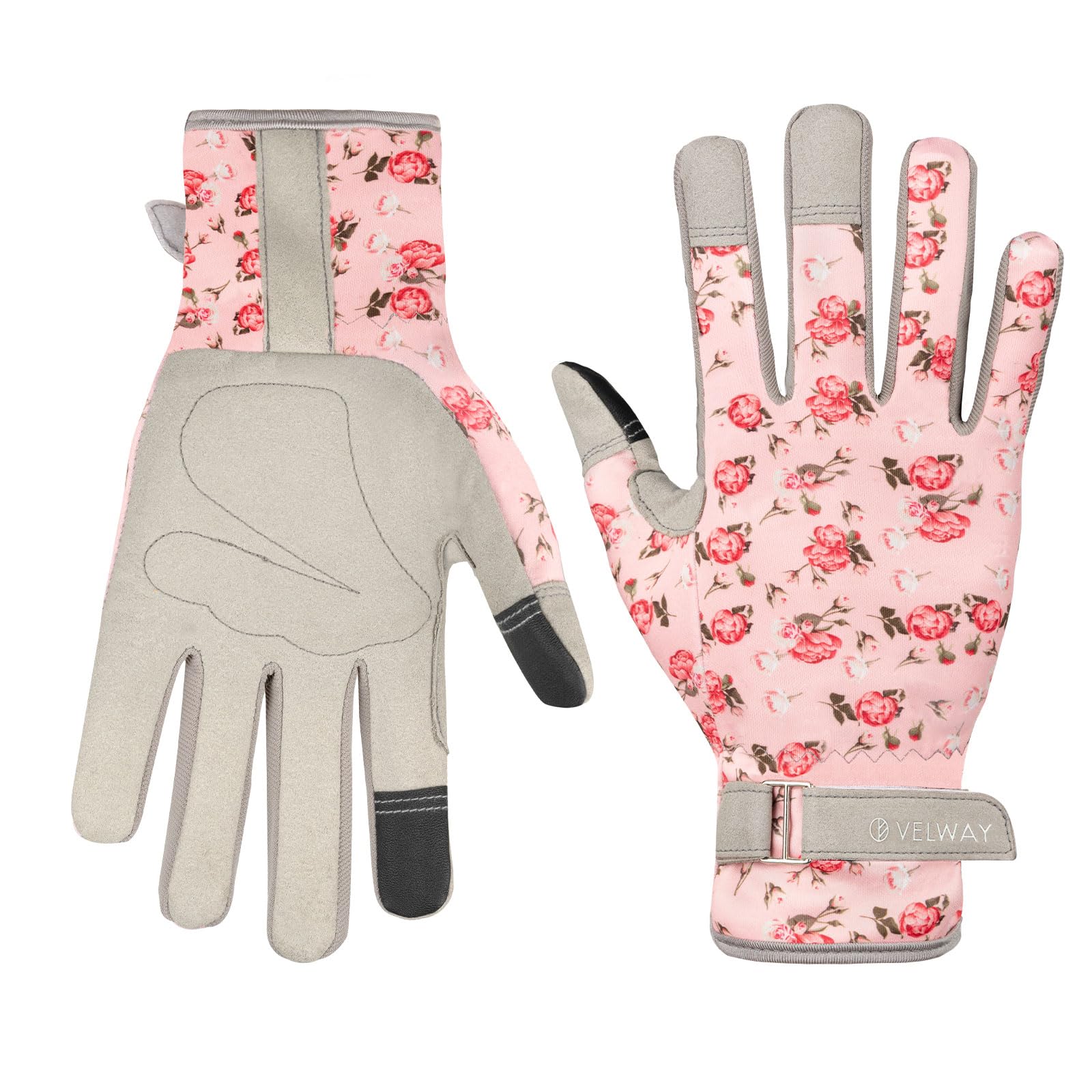 Velway Gardening Working Gloves for Women - Breathable Flexible Gardening Gloves, Light Touchscreen Protective Gloves for Weeding, Planting, Pruning - Pink, Medium