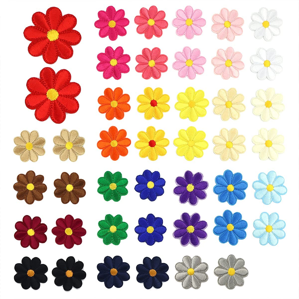 SYOSI 44 Pcs Sunflower Flower Iron On Patch Sew-on Patches Embroidered Applique Decoration Patches for Clothing Jackets Backpacks Jeans Hats Bags DIY Accessory