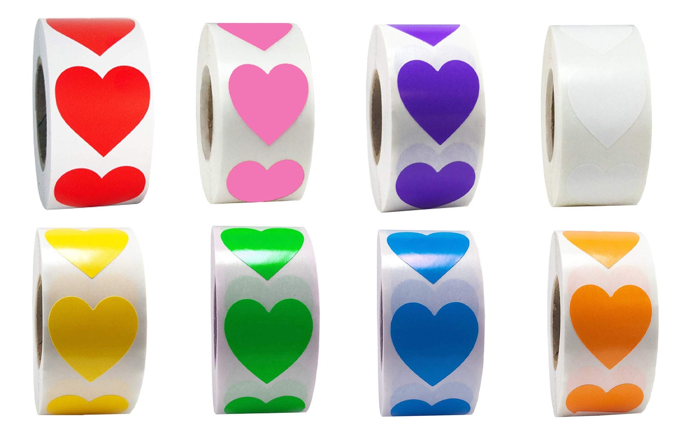 Feminino Heart Stickers for Color Coding Tags Colored Labels Collection 500/Roll - 1 inch (Yellow)