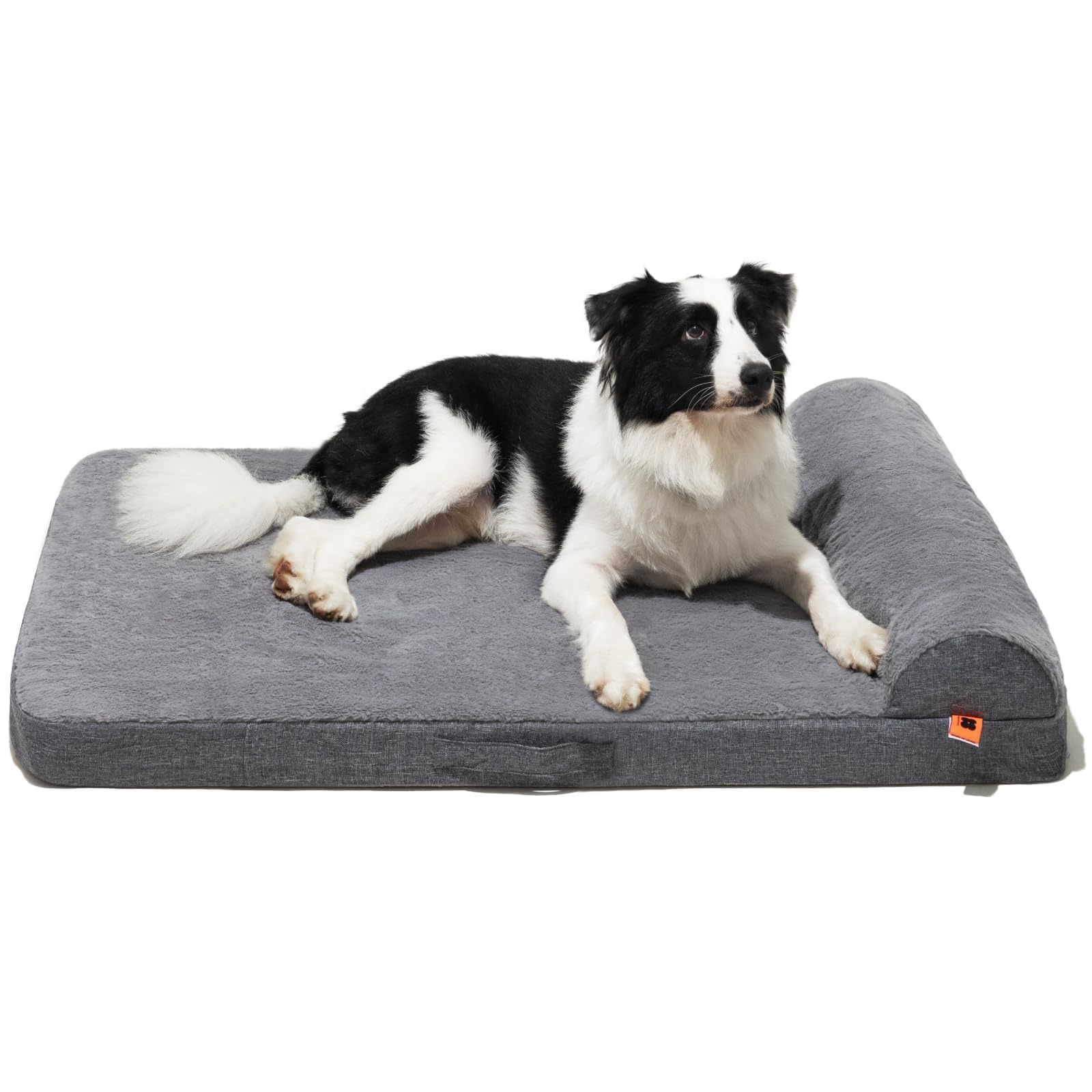 MEWOOFUN Large Dog Beds Washable with Orthopedic Eggs Foam, Dog Crate Mattress with Removable Waterproof Cover and Nonskid Bottom, 106x76x16.5cm (Grey, XL)