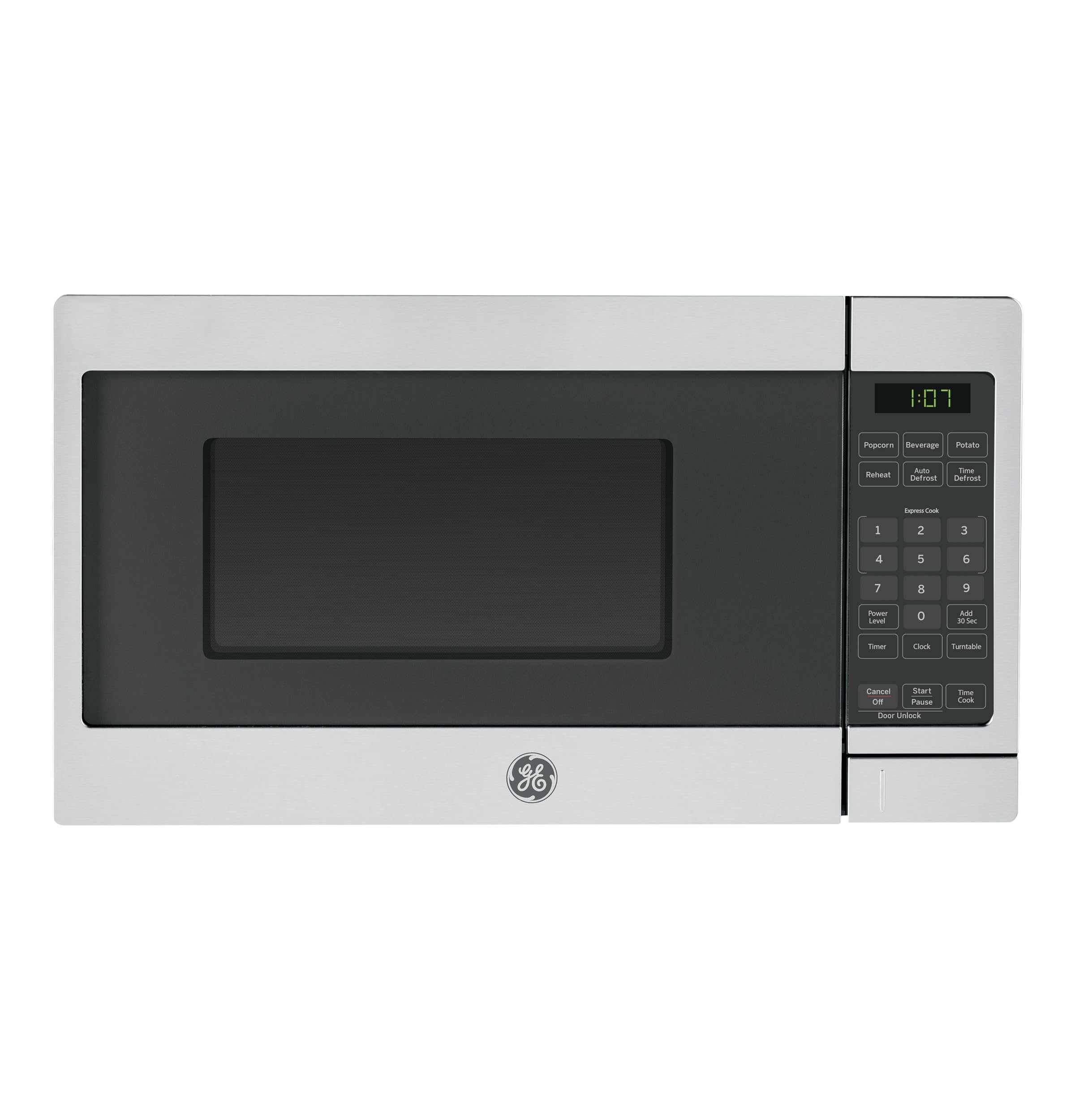 GE GCST07N1WSS Microwave Oven, 700-watt 6 Auto Cooking Settings, Kitchen Essentials for The Countertop, Dorm Room or Apartment, Child-Lock Technology 0.7 Cu. Ft, Stainless Steel