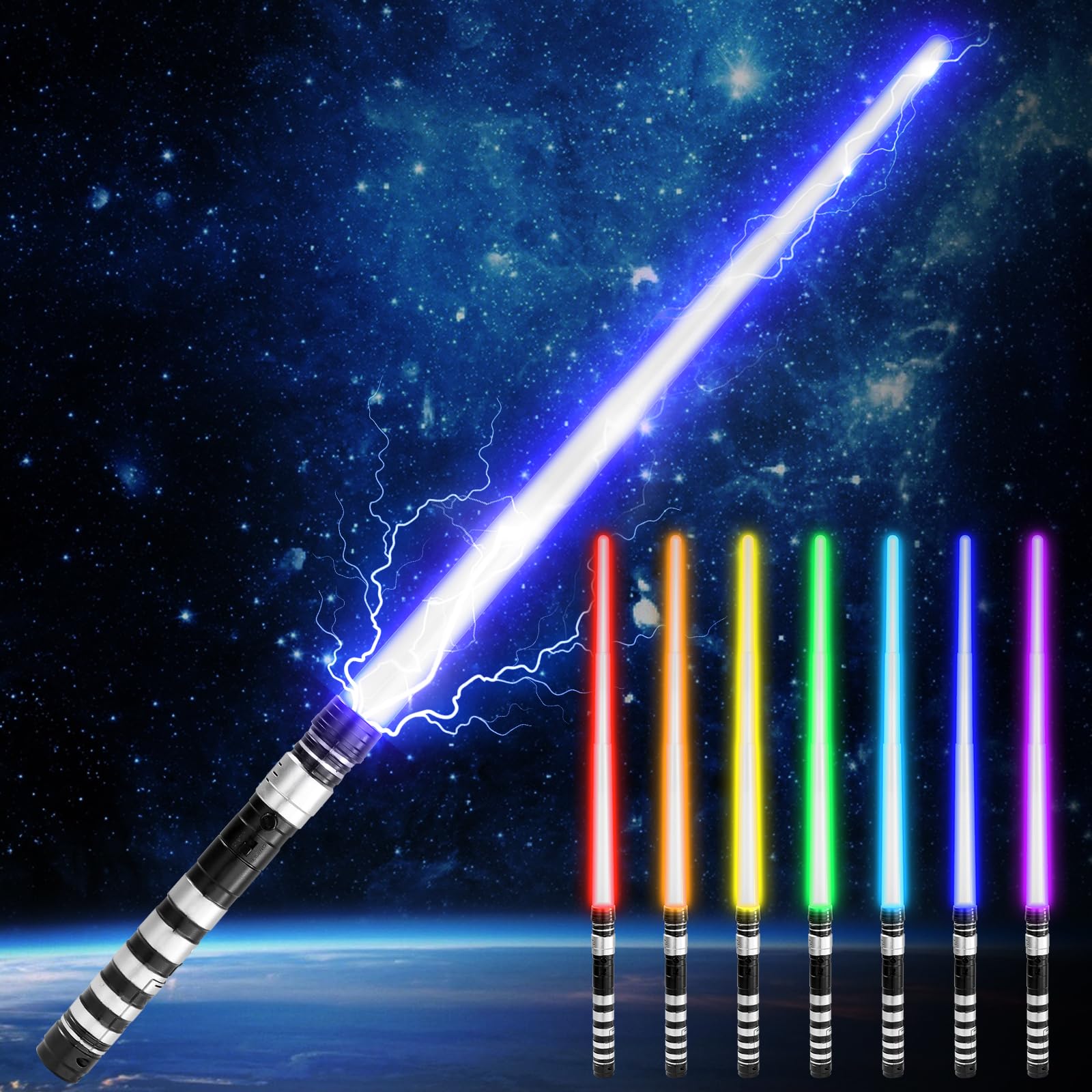 Yumuwind Light Sabers for Kids - Light Up Saber with Sound, 7 Colors Changeable Lightsaber, Retractable Star Wars Lightsaber Sword Toys for Halloween Dress Up Parties, Xmas Gift