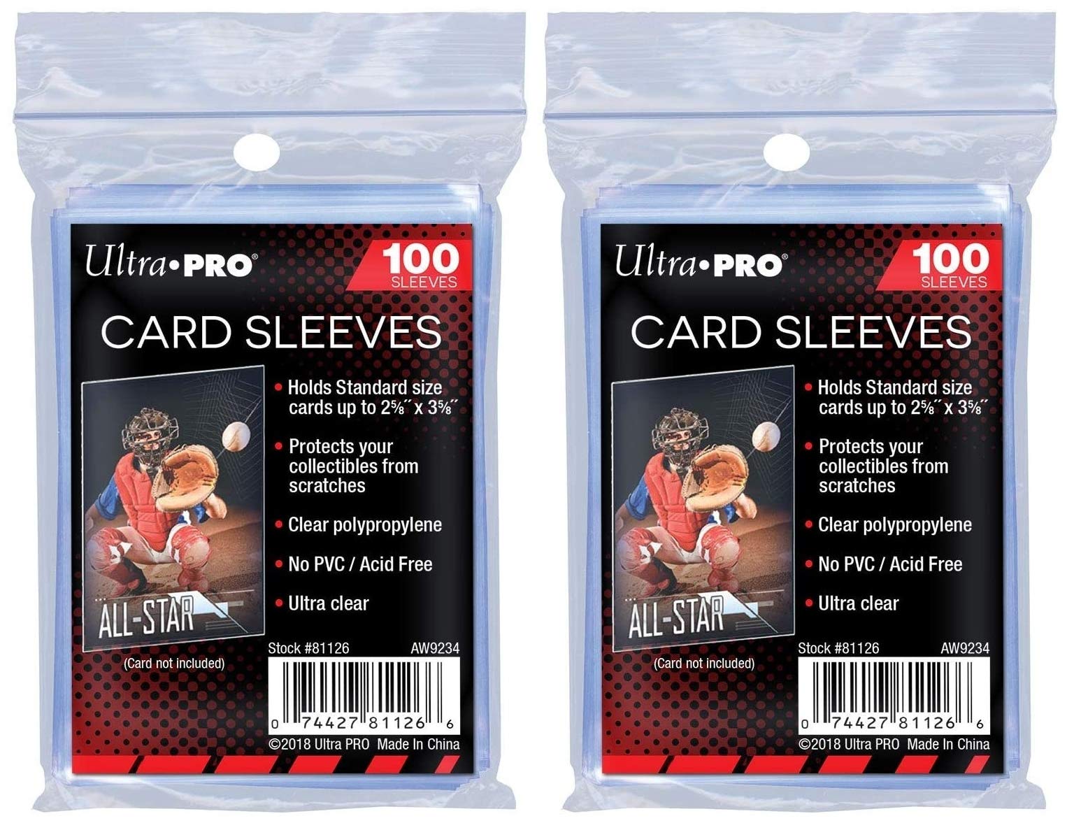 Ultra Pro Soft Card Sleeves 100 pack 2 5/8 x 3 5/8 inches Standard Size Trading Card Games Clear (200 (2 packs))