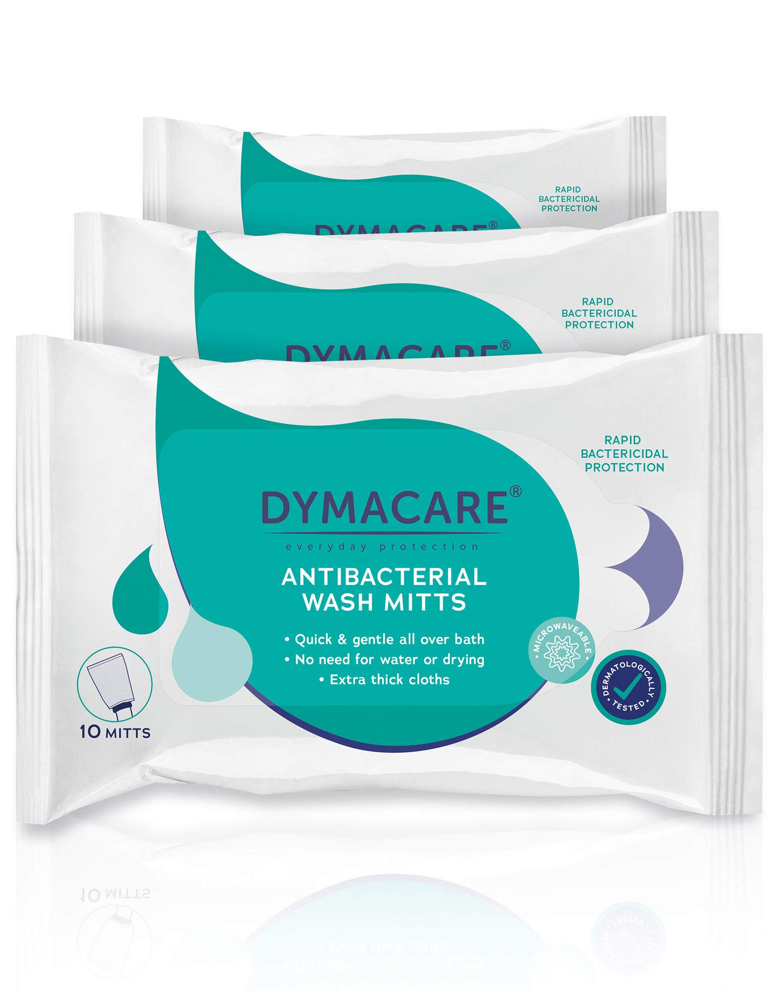 DYMACARE Hygienic Wash Mitts | Rinse-Free, Alcohol-Free Adult Body Wash Cloths | Wet Wipe Mitts for Body, Hands & Face