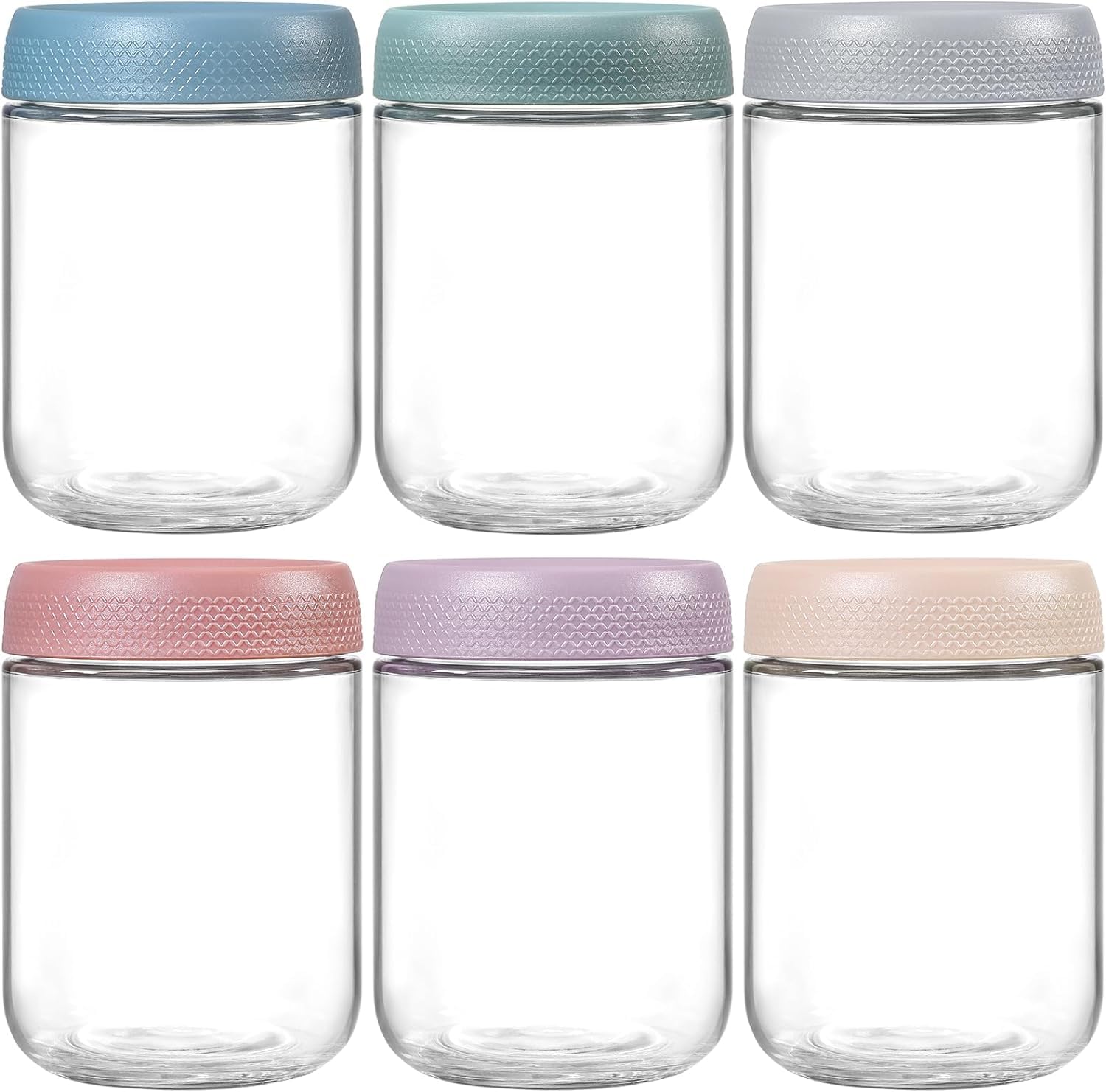 MEETOZ 6 Pack 17oz Glass Jars, Overnight Oats Jars, Wide mouth Mason Salad jars, Overnight Oats Container with Screw Lid Airtight, Glass Food Storage Containers for Snacks Yogurt Spice Sugar