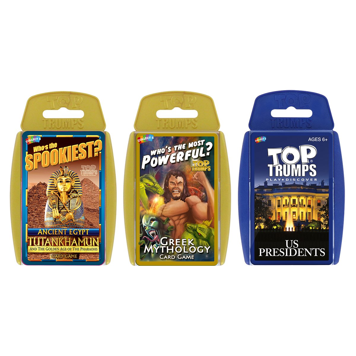 Top Trumps Interesting History Bundle Card Game, Learn about Ancient Egypt, Greek Myths and US Presidents, educational travel pack, gift and toy for boys and girls aged 6 plus