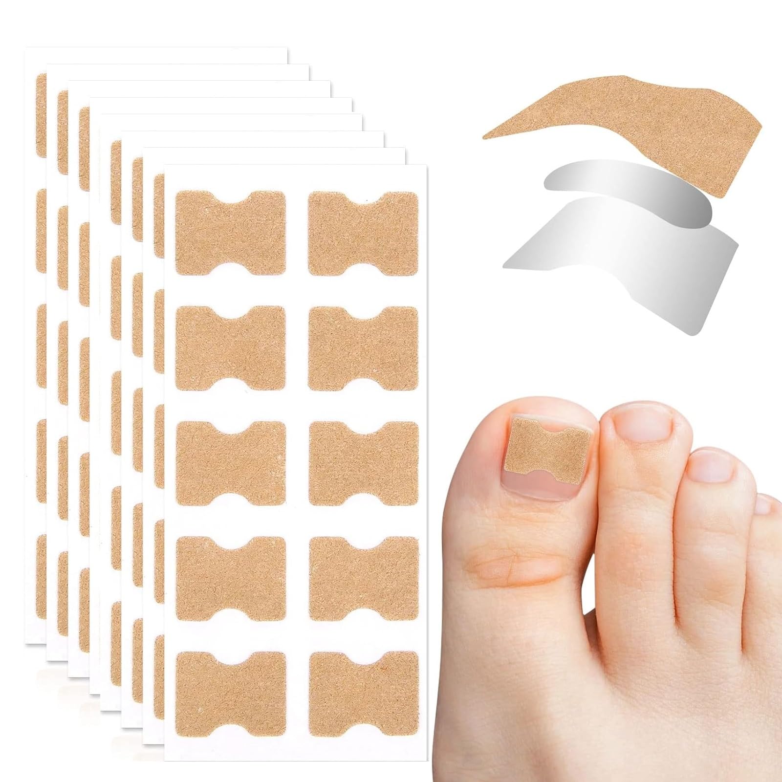 Ingrown Toenail Treatment, 100Pcs Breathable Corrector Patch, Painless Nail Corrector, Ingrown Toenail Strips, Ingrown Nail Treatment Correction Stickers, Not Easy to Fall Off (Dark Brown)