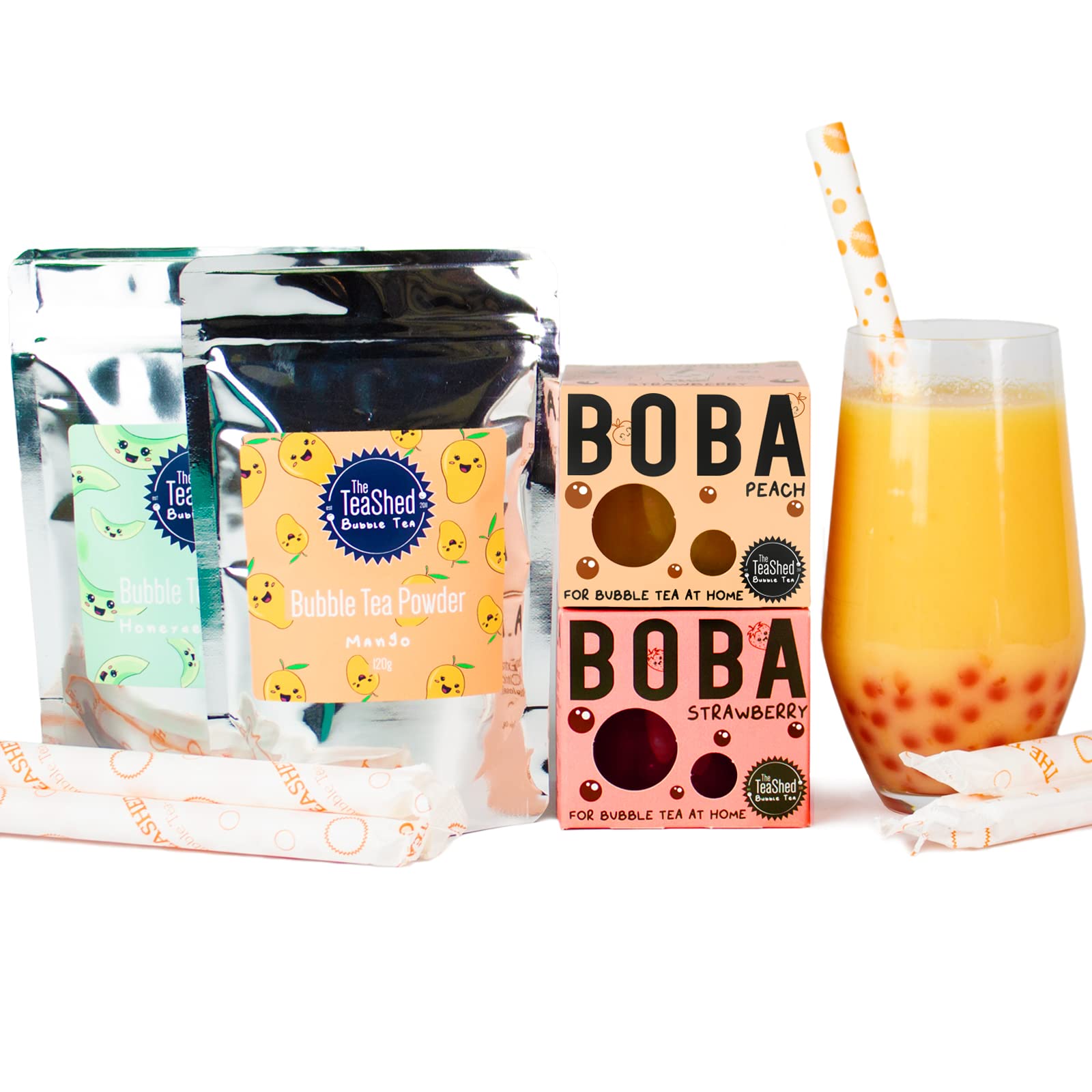 Bubble Tea Powder Kit With 6 Servings | Powder + Boba Set | The TeaShed