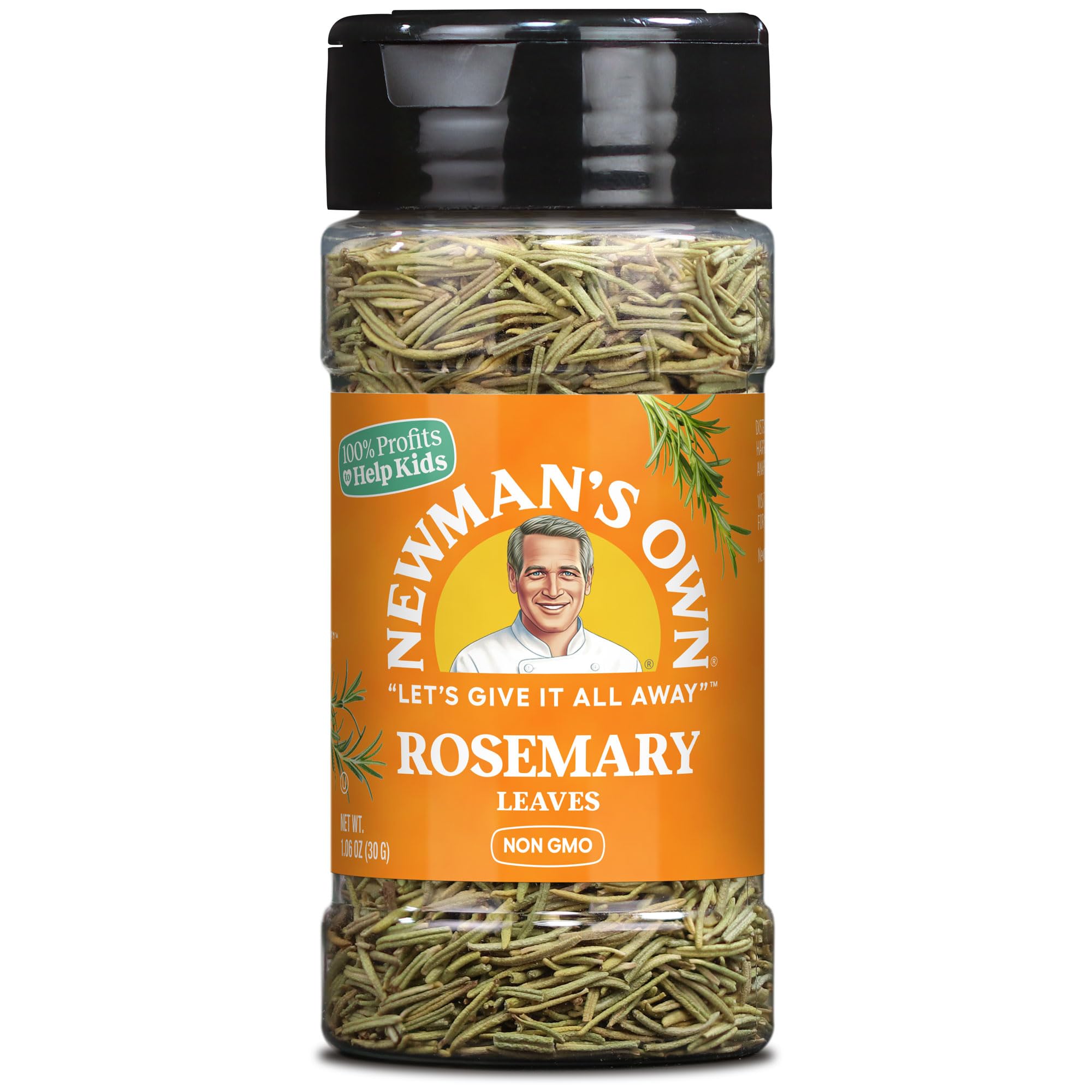 Newman's Own Rosemary Leaves, Perfect for Roasted Chicken, Focaccia, or Dressings, Non-GMO, Kosher certified, 1.06 Oz. Bottle