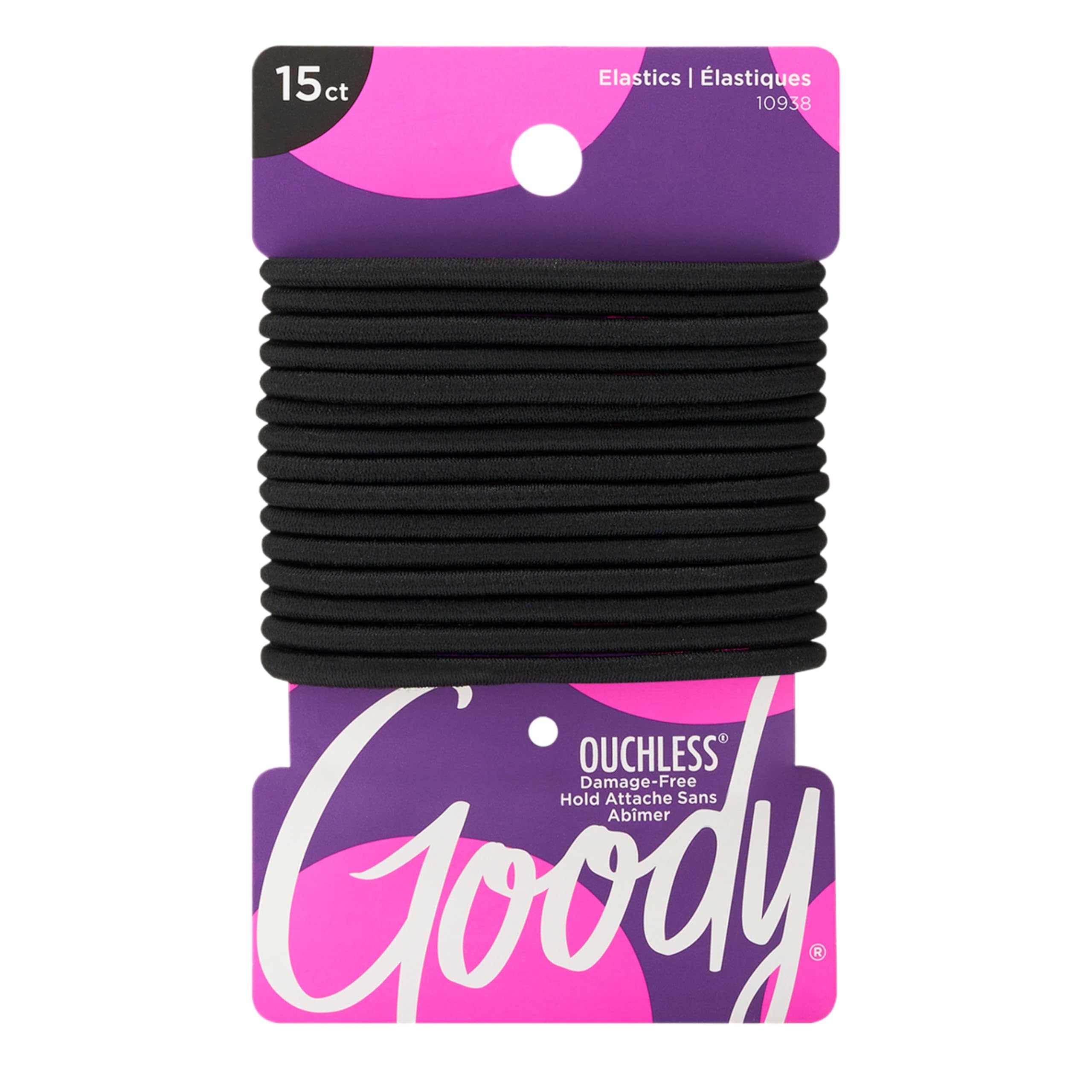 Goody 1941215 Ouchless Braided Elastics, Black ' 15 Units