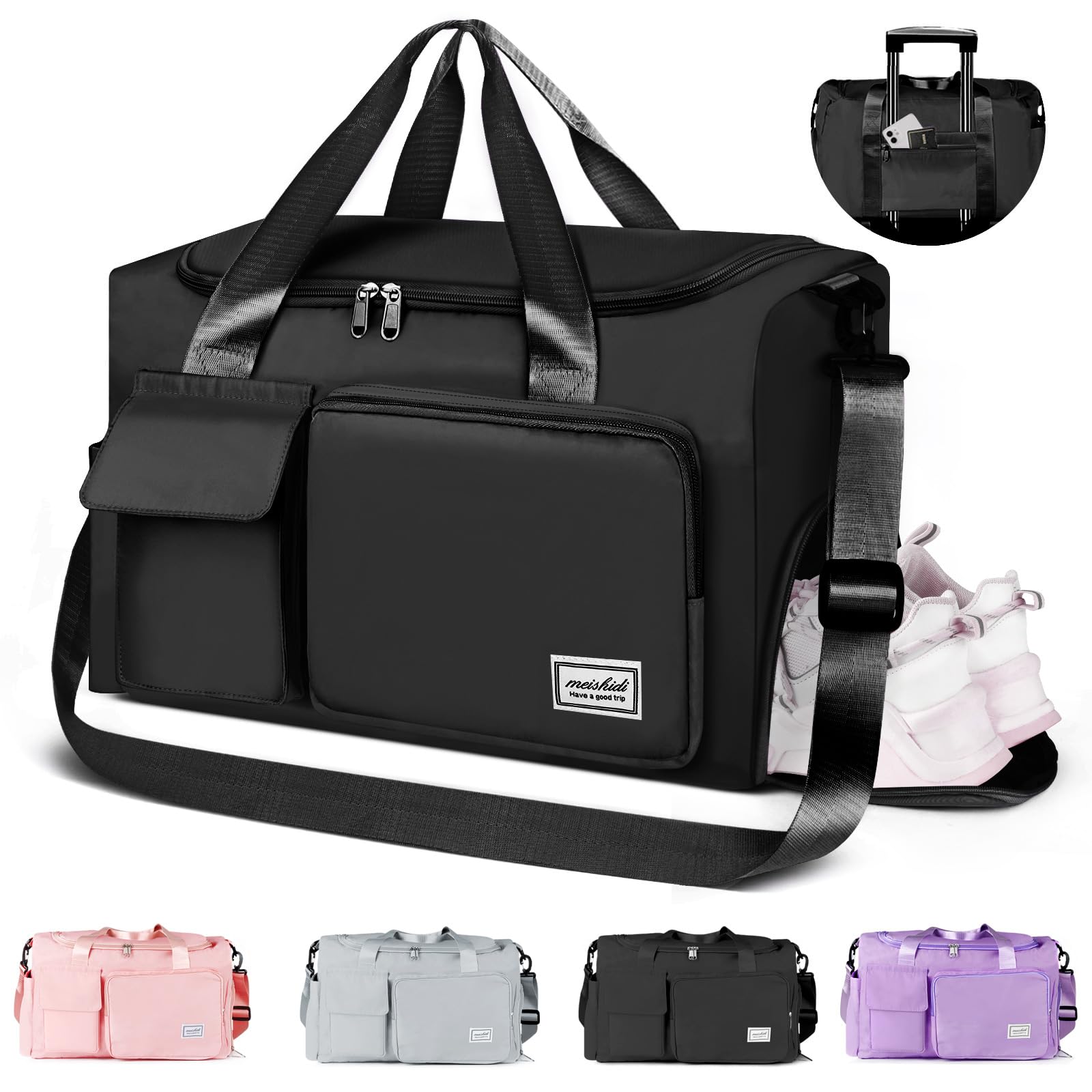 CS COSDDIWomens Mens Sports Gym Bag Duffle Bag, Black-a, Gym Bag Sports Bag Travel Bag