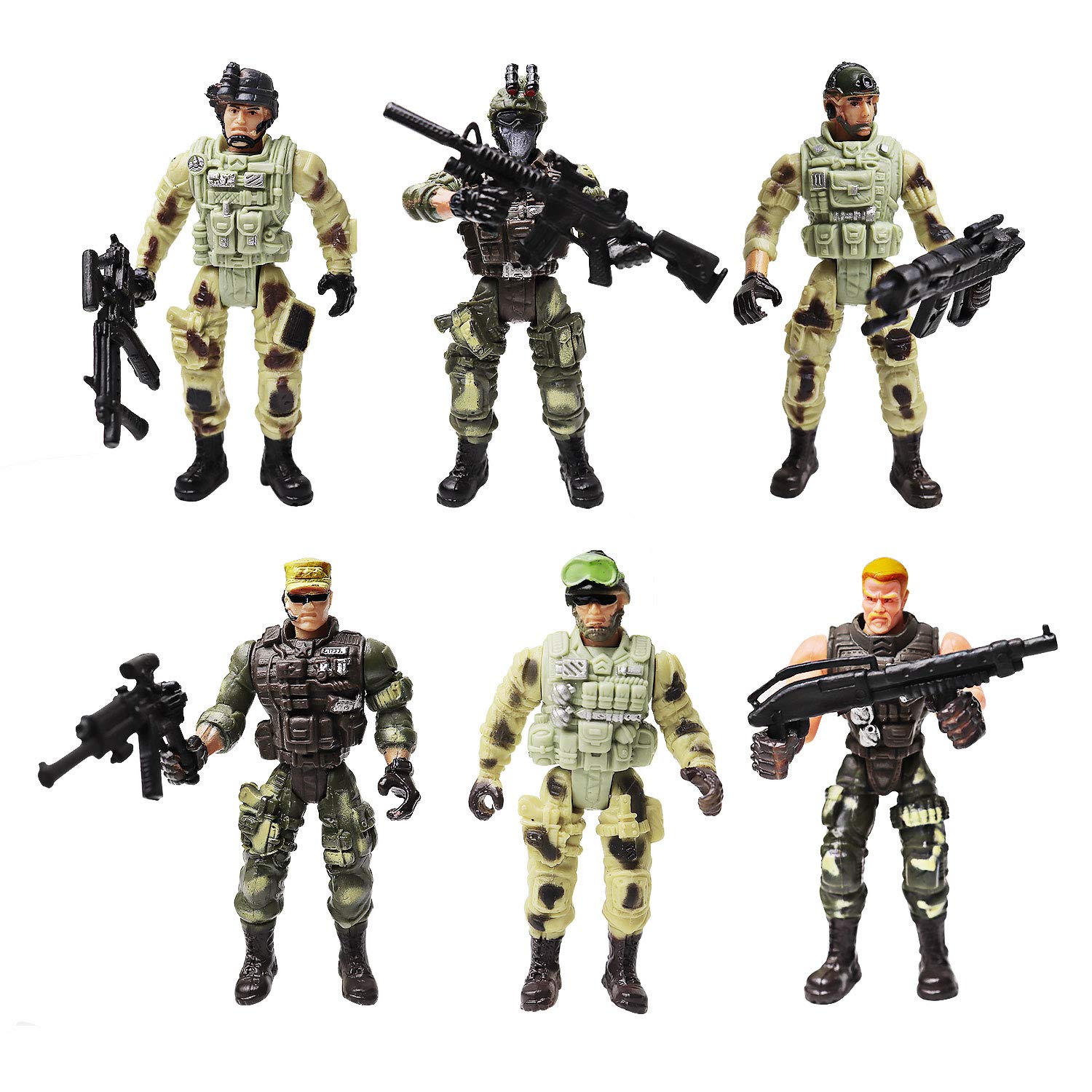 YIJIAOYUN Soldier Action Figure with Weapon, Kids Military Toys, Army Toys for Boys, Plastic Corps Army Toys for 3 4 5 6 7 8 Age Children (6 pcs)