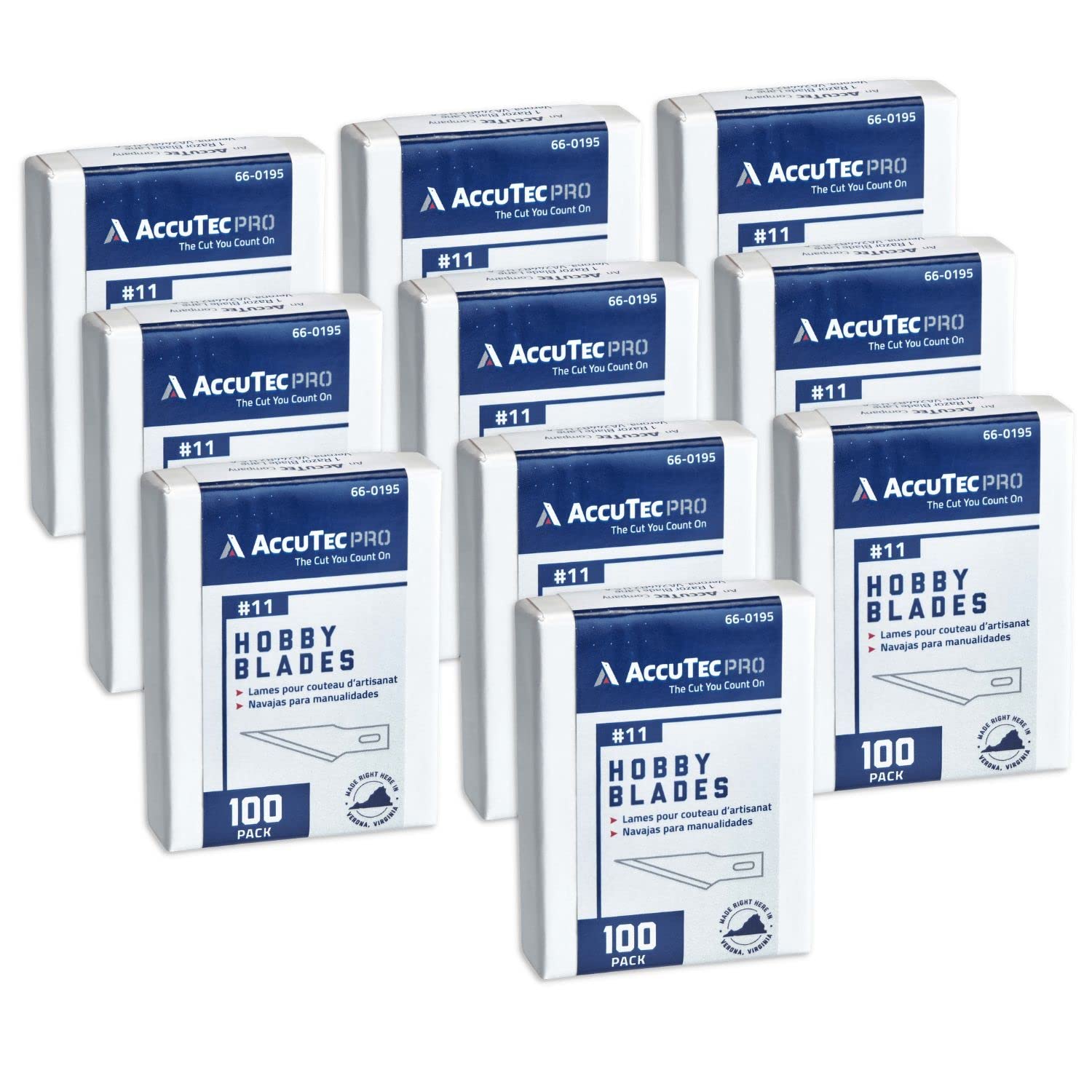 AccuTec Pro Hobby Blades #11 Standard Refill - Case-Pack, 1000-Blades - Precision Engineered with High Carbon Steel for Acute Point