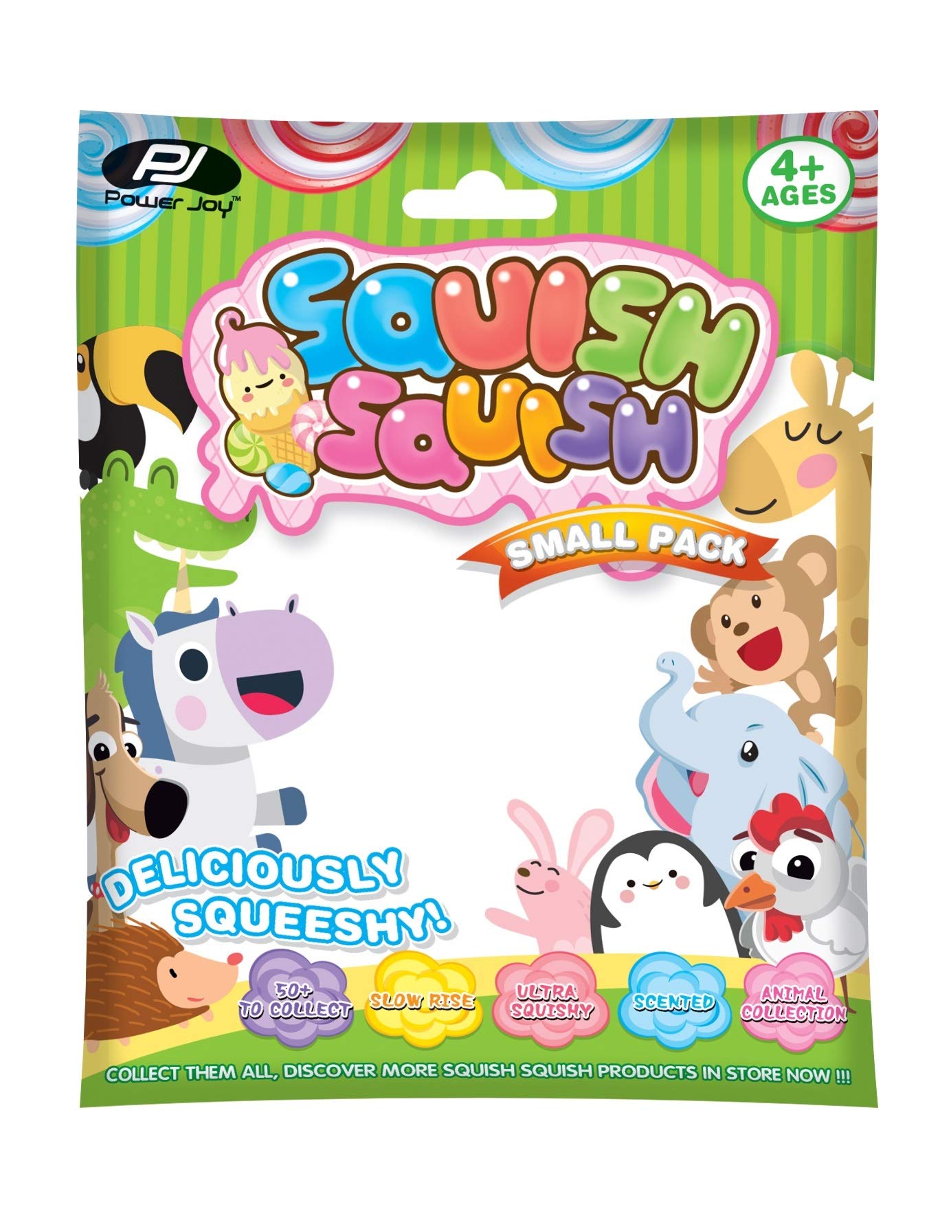 Power Joy Squish Animal Small Pack of 1, Assorted Styles and Designs, B139