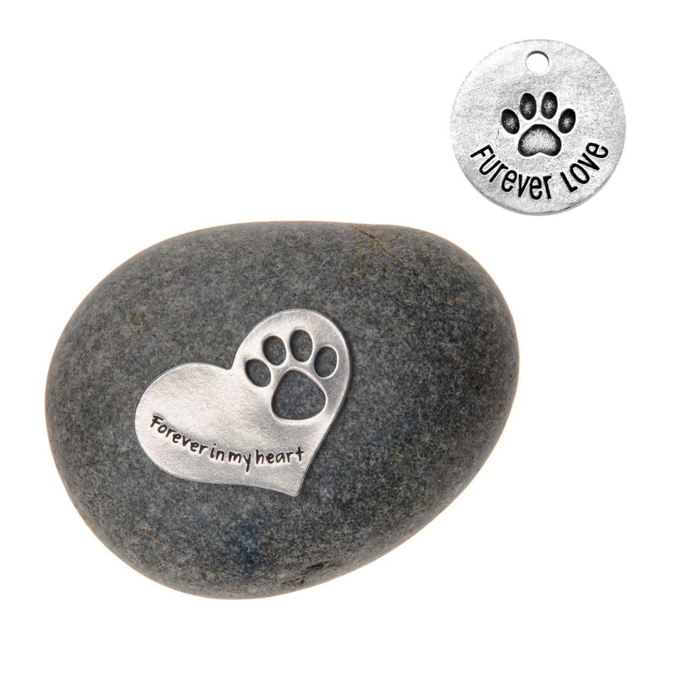 Pet Memorial Gift for Dog or Cat, Sympathy Bereavement Loss of Pet Gift, Pawprint Garden Stone, Forever in My Heart by Whitney Howard Design