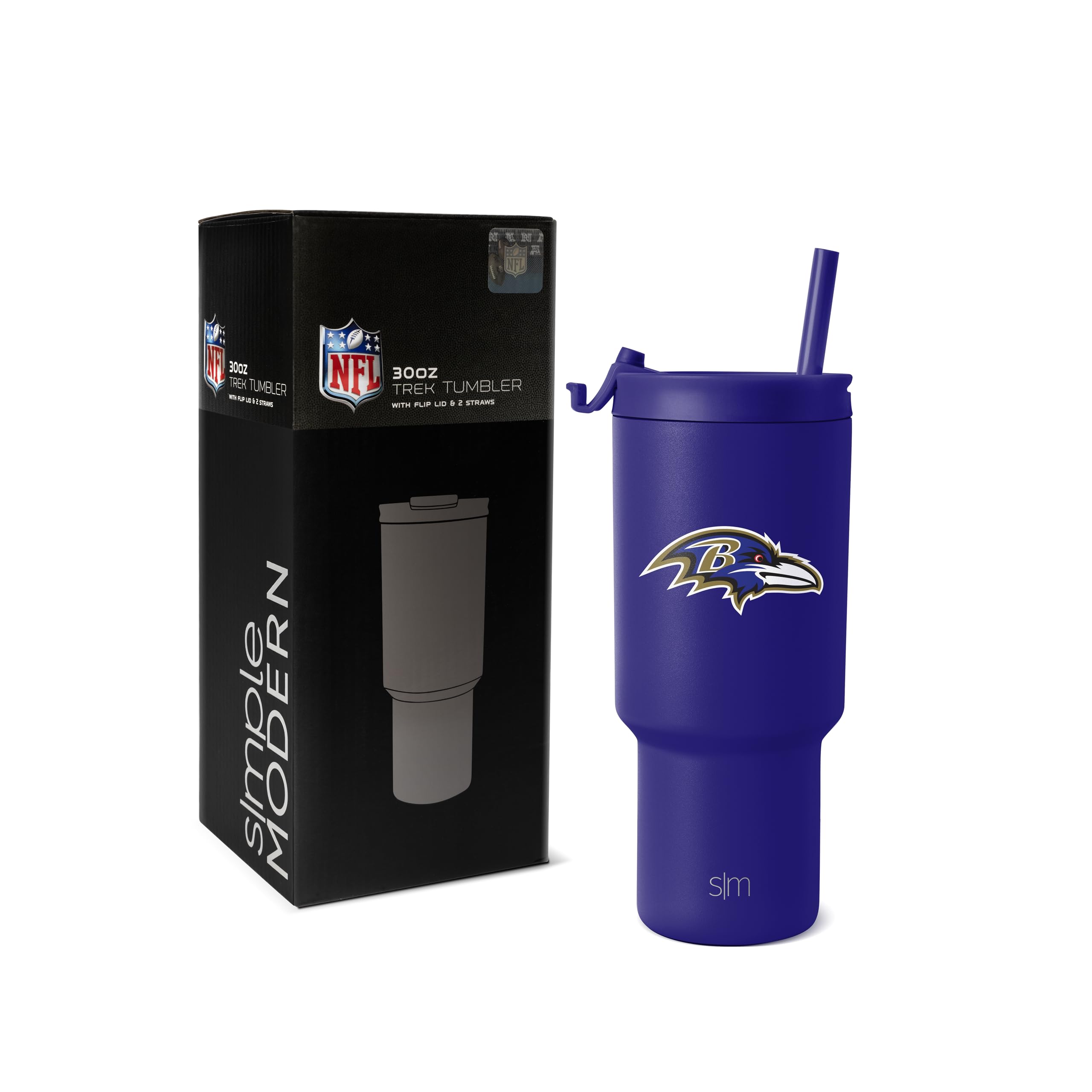 Simple ModernOfficially Licensed NFL 30 oz Tumbler with Flip Lid and Straws | Insulated Cup Stainless Steel | Gifts for Men Women | Trek Collection