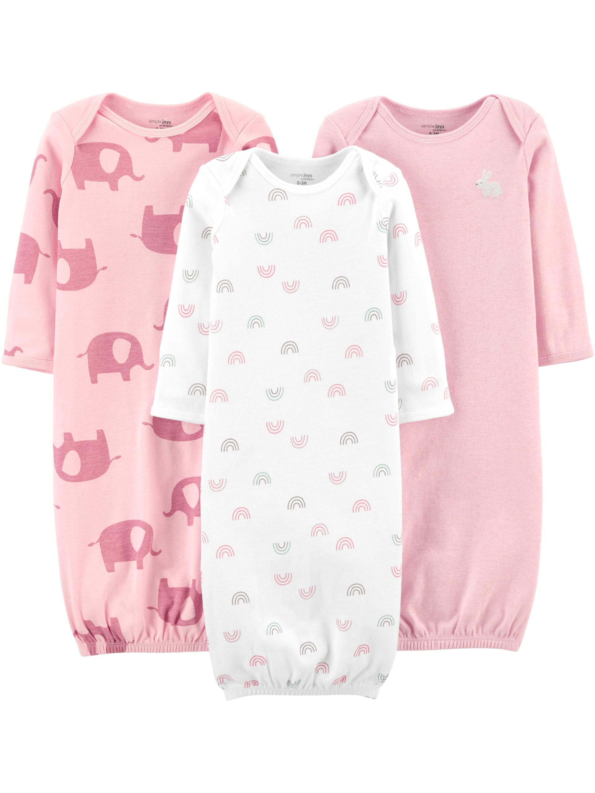 Simple Joys by Carter's Baby Girls' 3-Pack Cotton Sleeper Gown