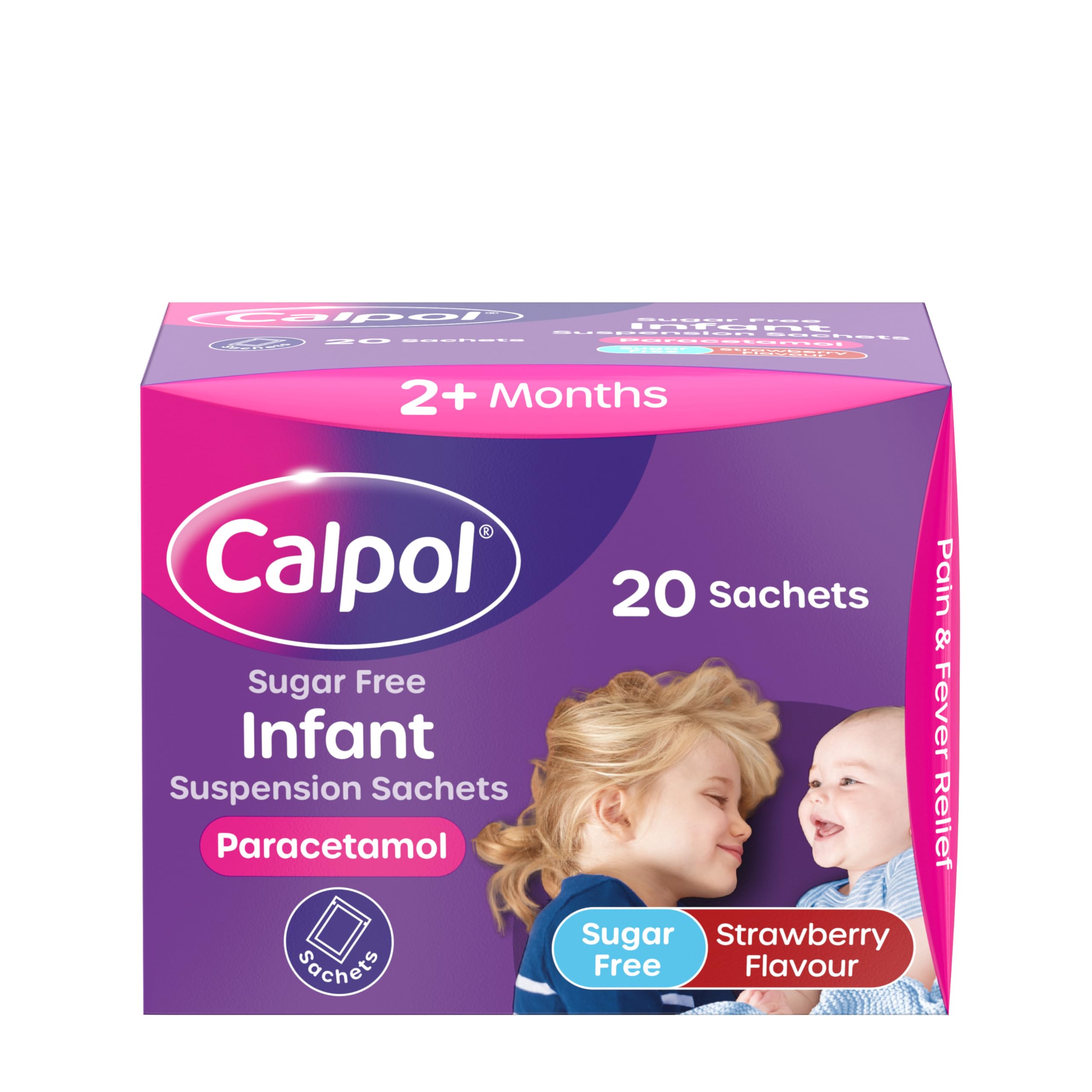 Calpol Sugar Free Infant Suspension Sachets, Strawberry Flavour, 2 Plus Months, 20 x 5 ml