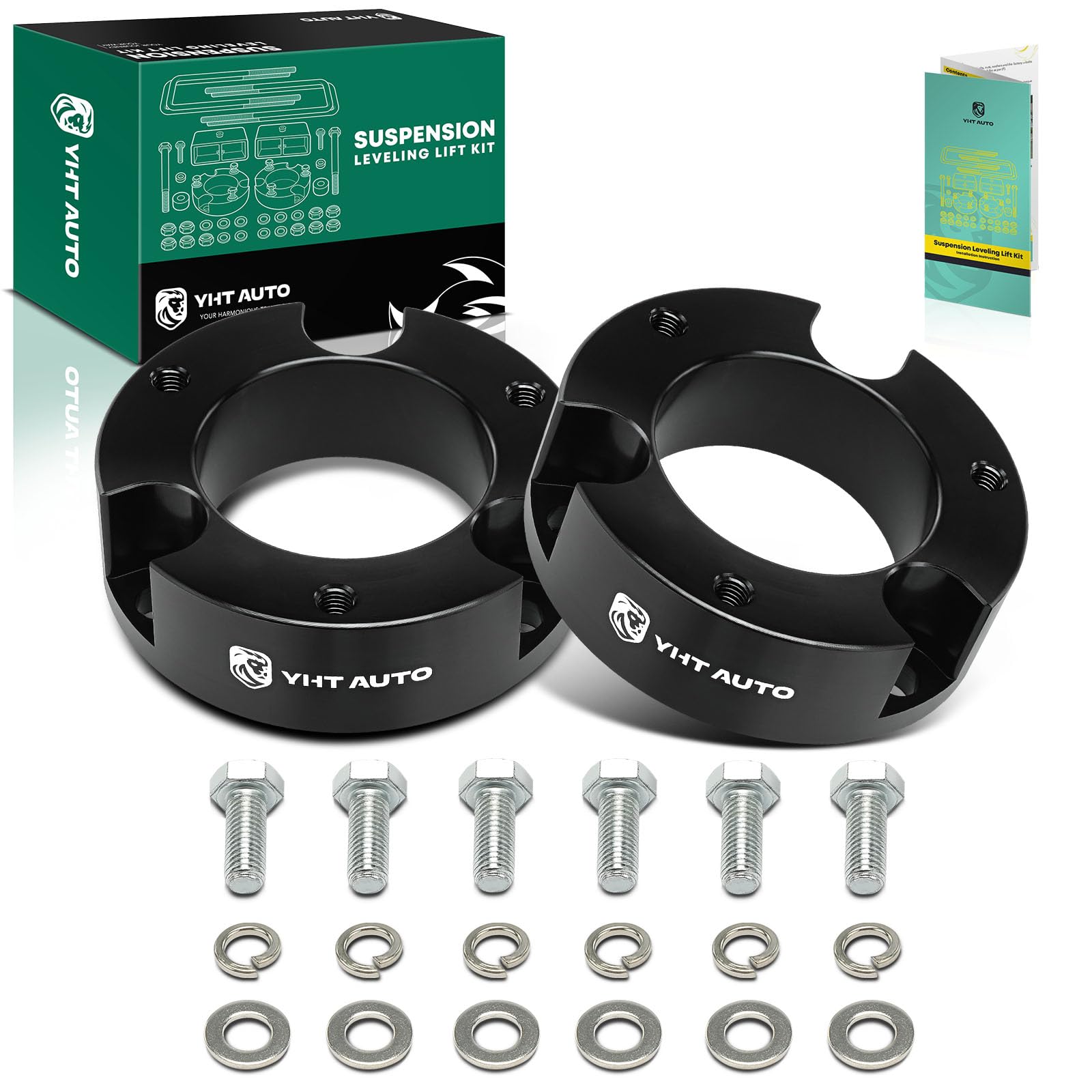 YHTAUTO 3 inch Front Leveling Lift Kit Fits 2005-2023 Toyota Tacoma, 2003-2023 4Runner, 2007-2008 FJ Cruiser, 4WD/RWD, Aluminum Strut Spacers Suspension Leveling Kit w/Hardware Kit Set of 2