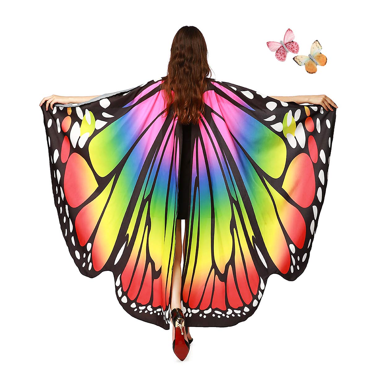 AWAYTR Women Butterfly Wings Shawl - Fairy Ladies Cape Halloween Dress Up Costume Accessory