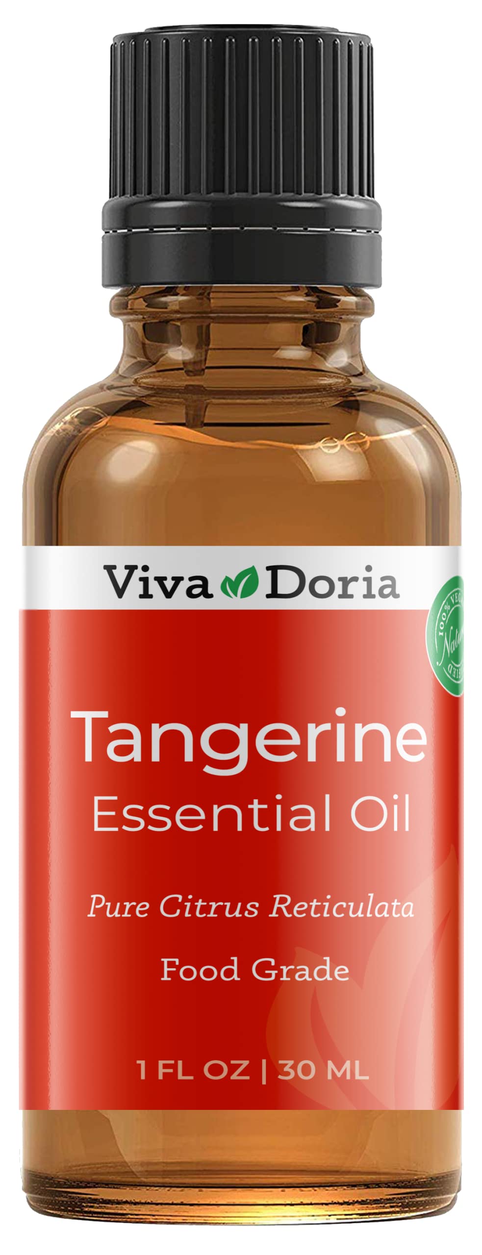 Viva Doria 100% Pure Tangerine Essential Oil, Undiluted, Food Grade, Cold Pressed, Made in USA, 30 mL (1 Fluid Ounce)