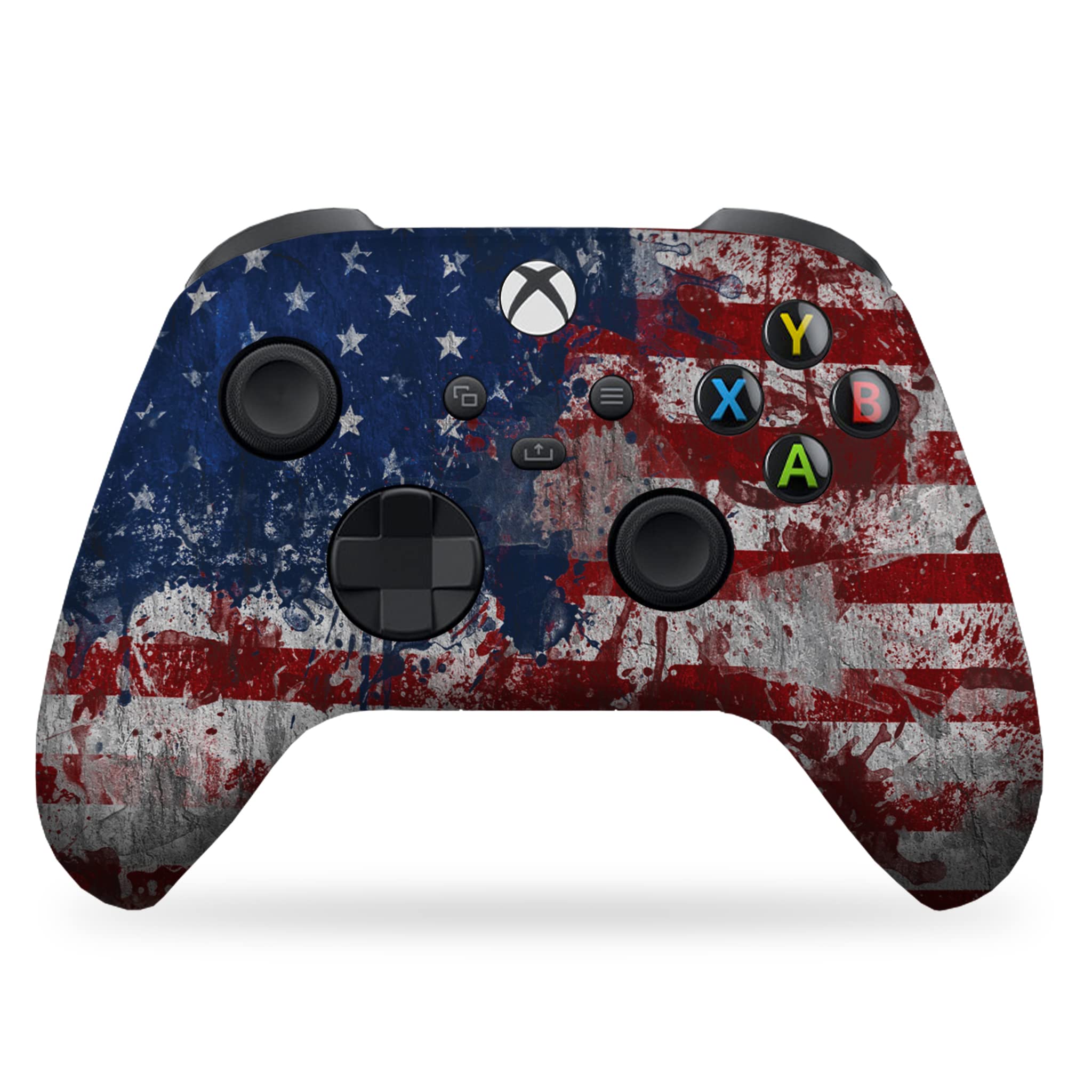 Tattered Flag Custom X-Box Controller Wireless Compatible with X-Box One/X-Box Series X/S by DreamController | Proudly Customized in USA with Permanent Hydro-DIP Printing (NOT JUST A Skin)